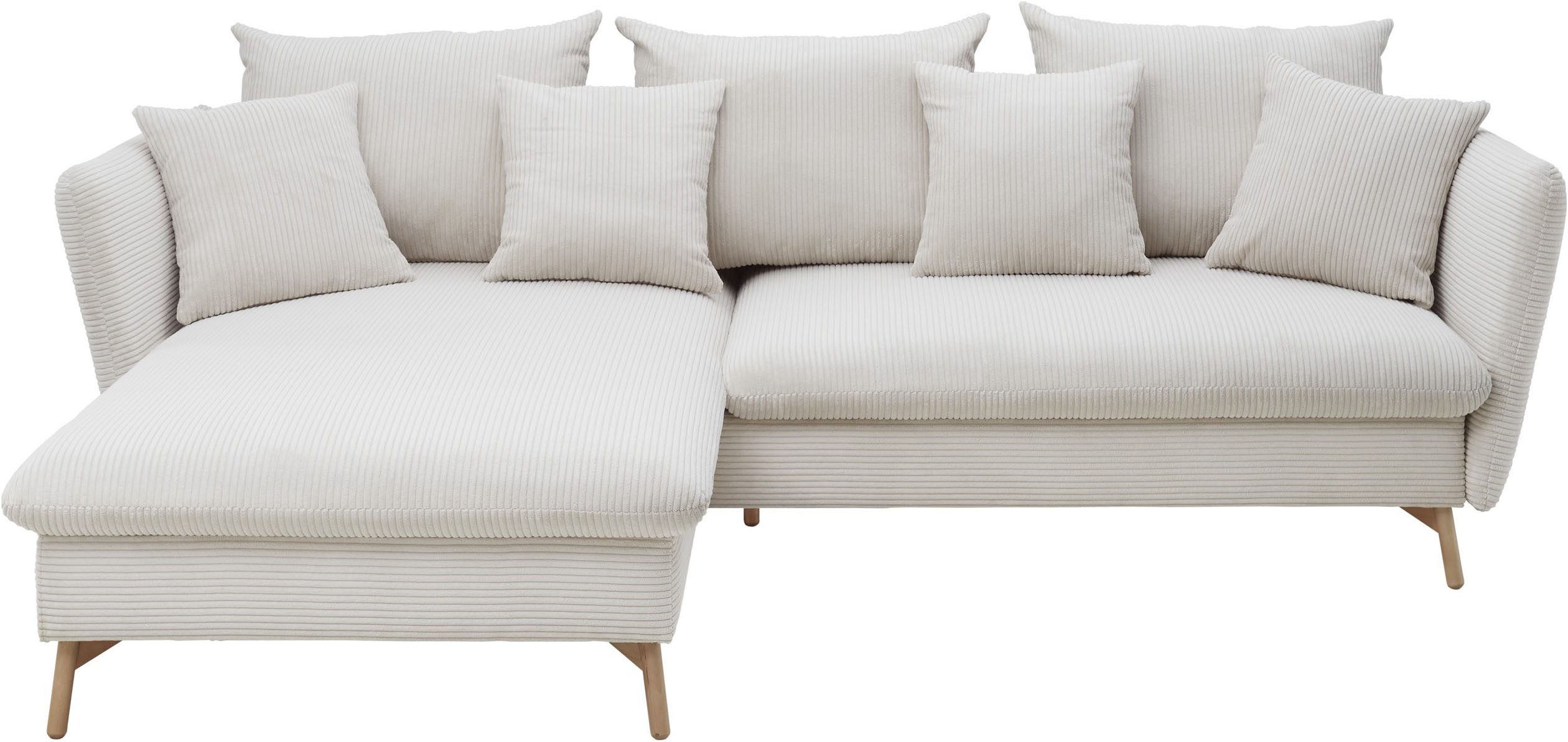 OTTO home Ecksofa MERLE, 258 cm, L-Form, traumhafter Cord, mit Bettfunktion und Bettkasten, Liegefläche 224 x 139