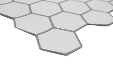 Mosani Wandfliese 10St. Hexagon Fliesen Mosaik Fliesenaufkleber weiß 0,84m², Vorteilspack, 10-teilig, Spritzwasserbereich geeignet