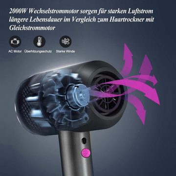 DTC GmbH Haartrockner Haartrockner Ionic Hair Dryer 2000W Schnelles Trocknen Professionell, mit 2 Geschwindigkeits- und 3 Hitzeeinstellungen