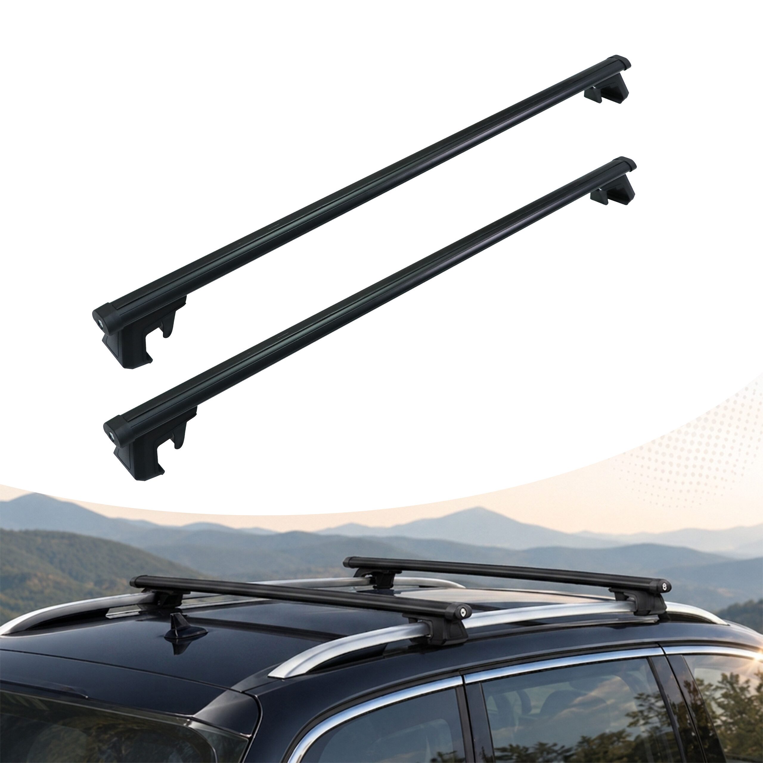 relaxdays Relingträger Dachträger Aluminium offene Reling, schwarz, 124 cm