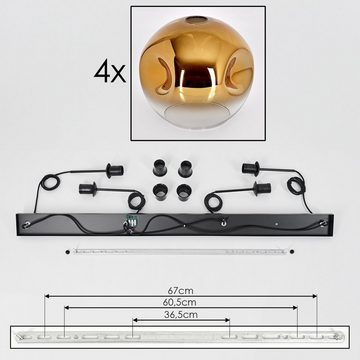 hofstein Hängeleuchte Hängelampe aus Metall/Glas in Schwarz/Goldfarben/Klar, ohne Leuchtmittel, Leuchte mit Glasschirmen (25cm),max. 148cm, 4 xE27, ohne Leuchtmittel