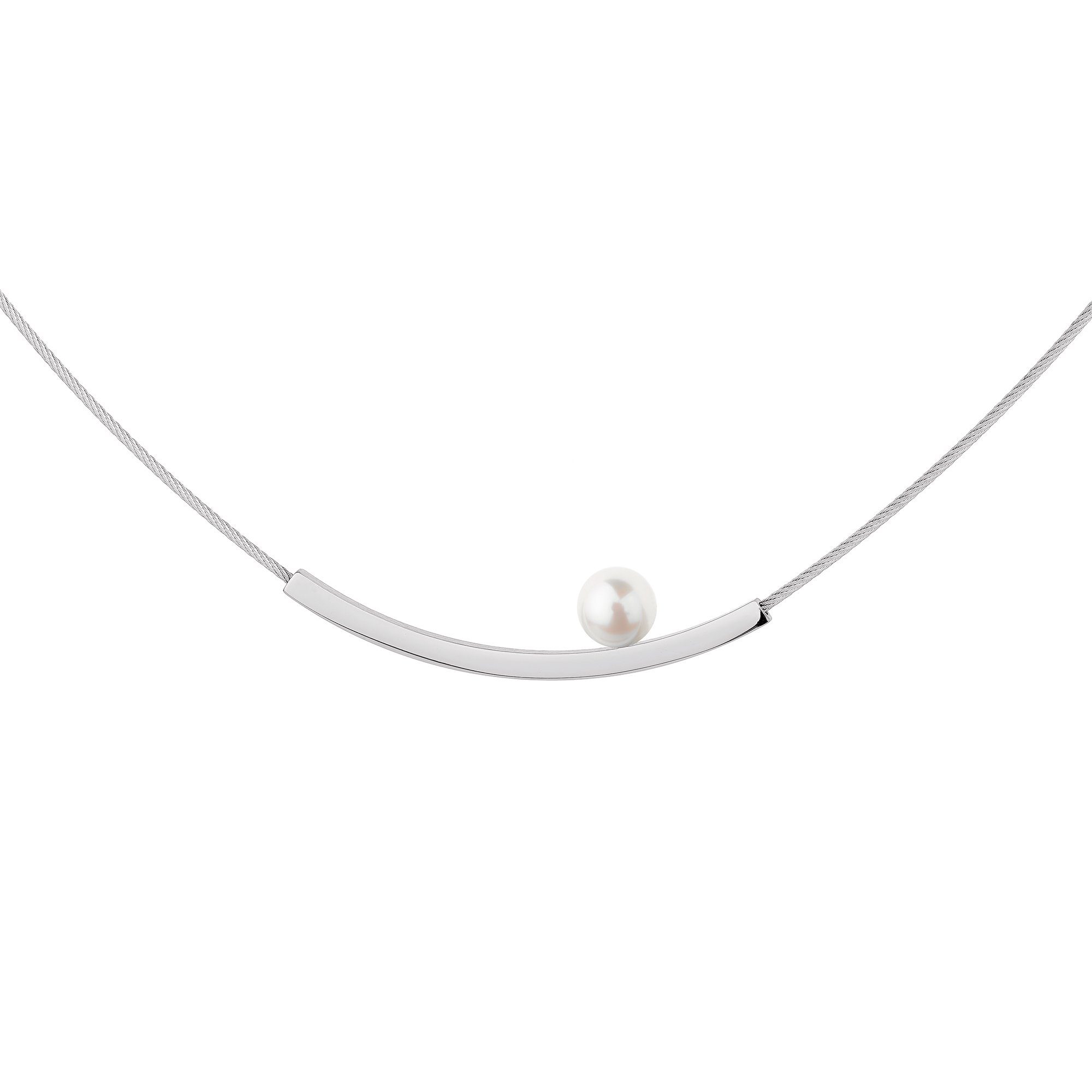 Ernstes Design Collier Halskette Edelstahl / SW-Perle K818