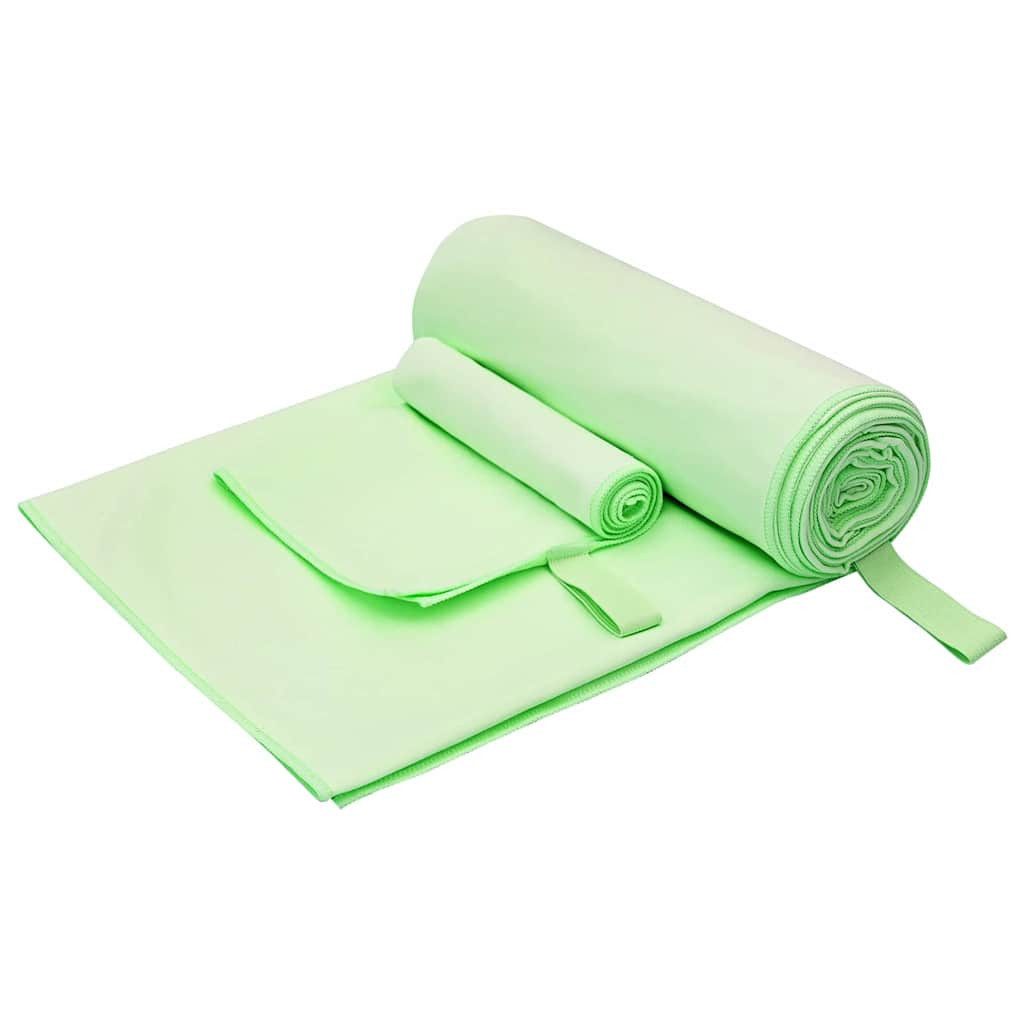 vidaXL Handtuch Sporthandtuch Set 2 pcs Grün Stoff, Stoff (2-St)