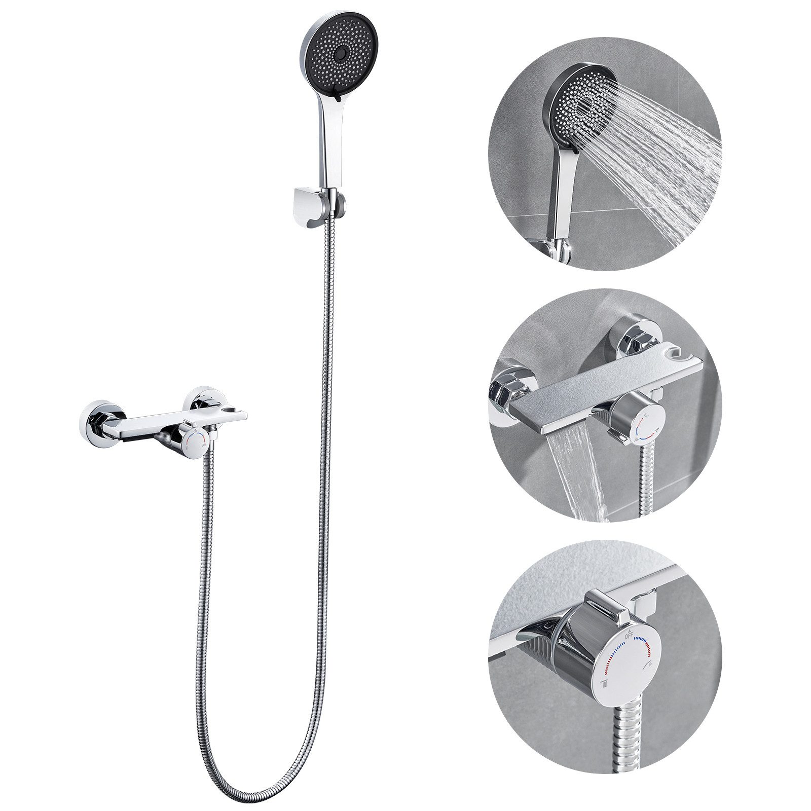 Auralum Max Brausegarnitur Wasserfall Badewannenarmatur Duschset günstig online kaufen