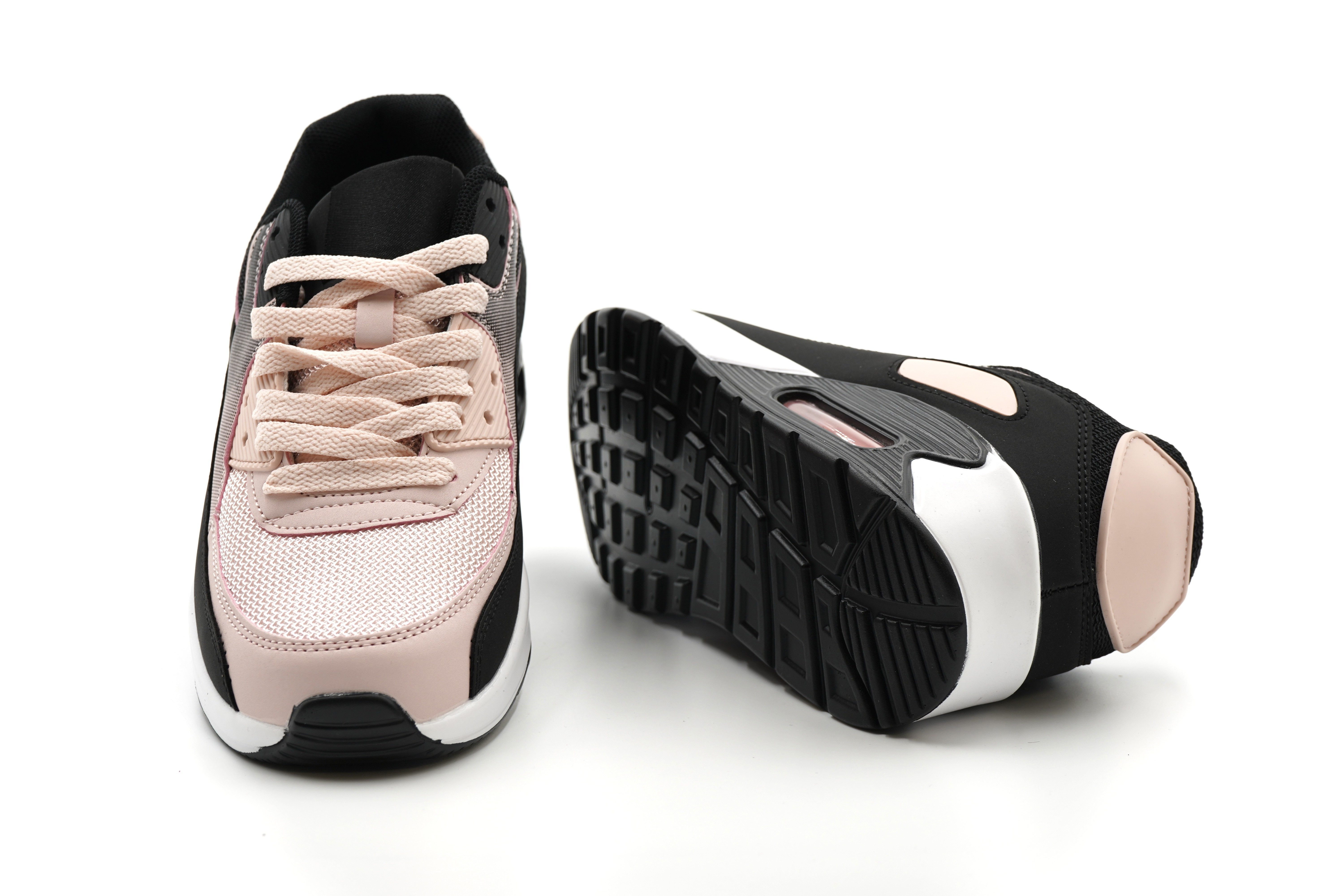 Sonderpostendiscount Damensneaker F6-33 Black/Pink mit Luftpolster Sneaker