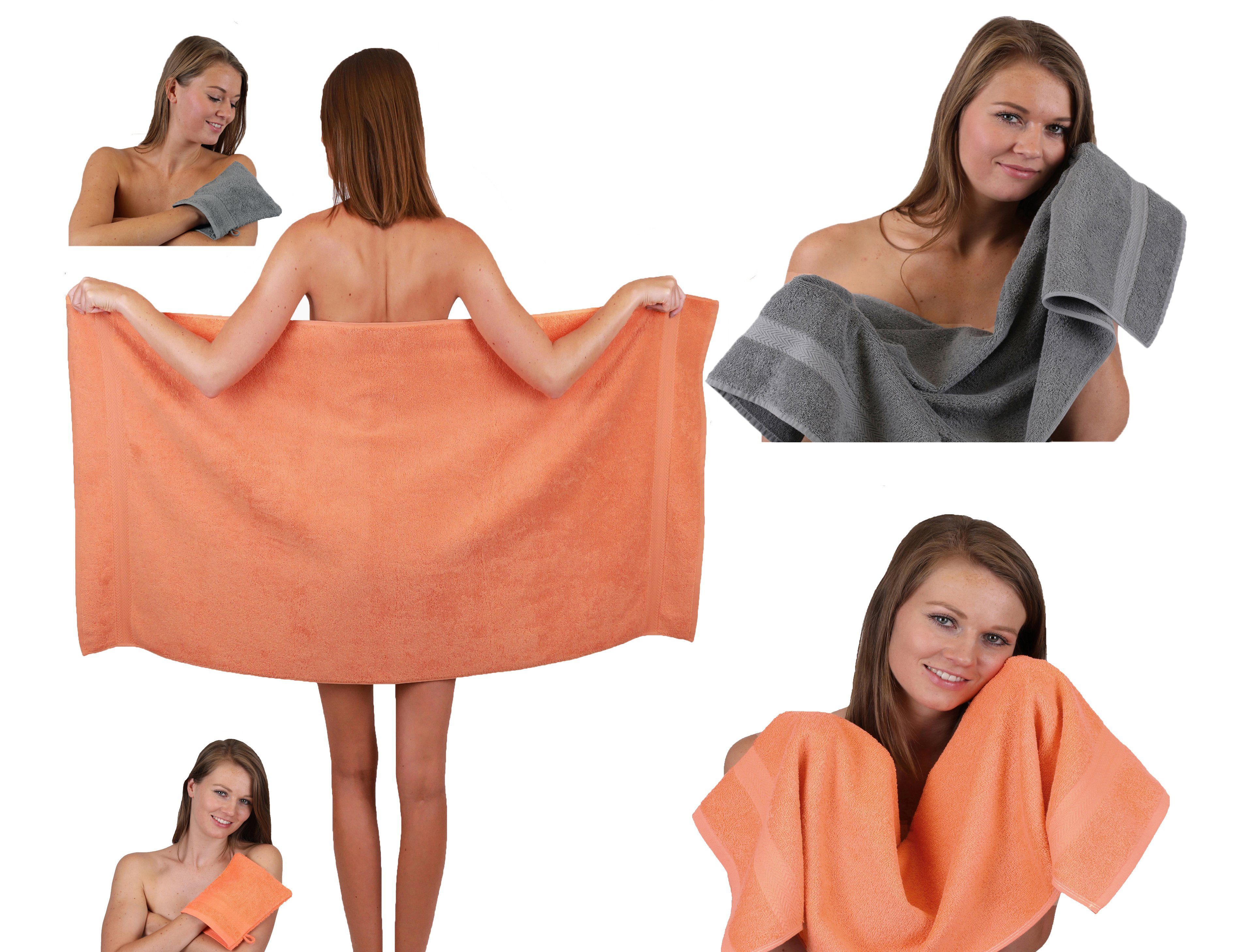 Single Waschhandschuhe, TLG. Pack Baumwolle, 100% Betz (5-tlg) Betz 5 Handtuch 2 2 Set Handtücher Baumwolle Duschtuch Set Handtuch 1 orange