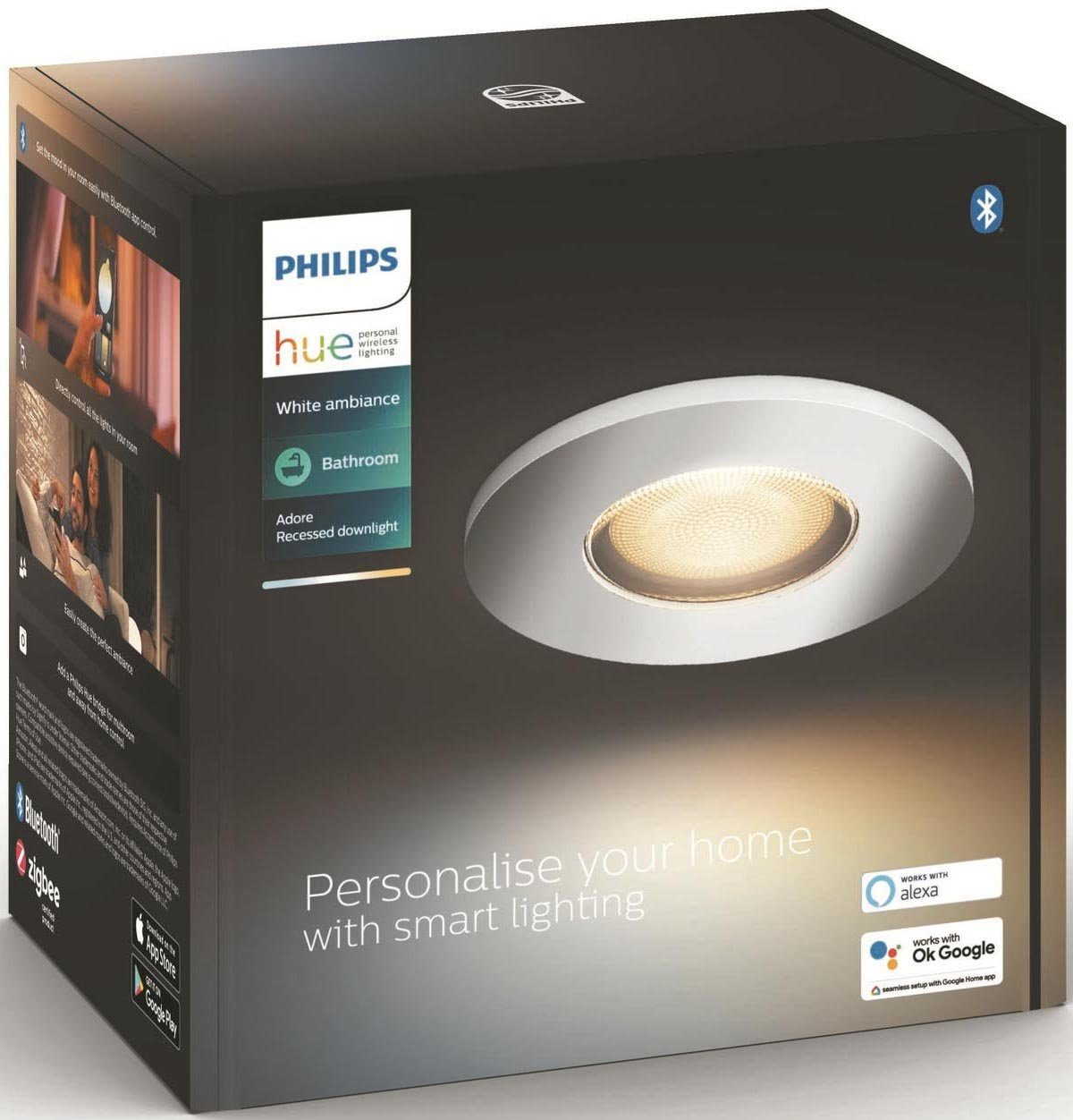 Philips Hue LED Flutlichtstrahler Adore, wechselbar, Dimmfunktion, Warmweiß Leuchtmittel