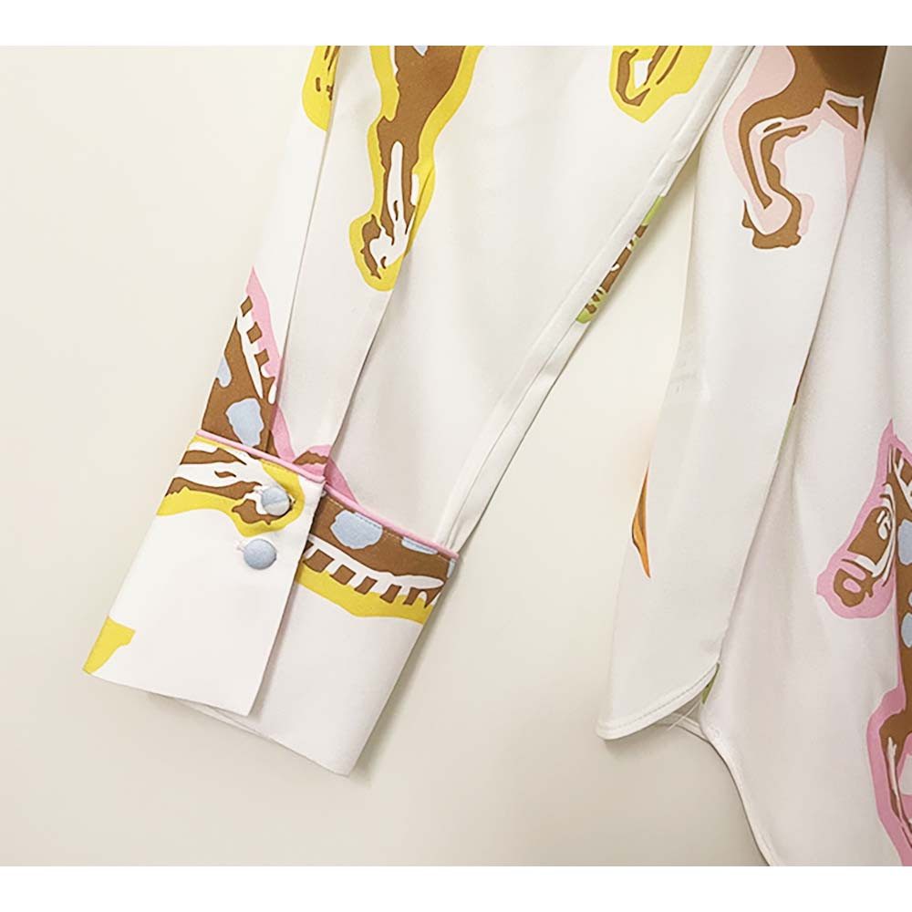 Herzensangelegenheit Blusentop Seidenbluse 25261 6082 mit Pferde-Print – Gina Schumacher x Herzens