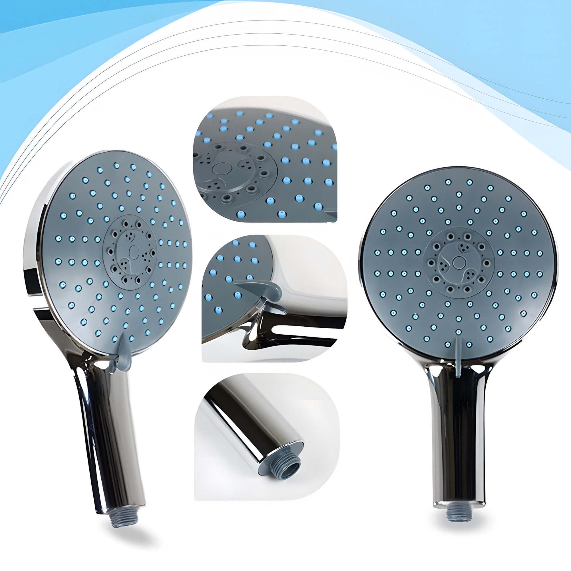 Bath4U Duschbrause Duschkopf 150mm & 3/4 Zoll Anschluss 7 Strahlarten inkl. Schlauch 1,5m, Wassersparend & Einfache Montage Inkl. Zubehör & Gewindedichtband – Bild 4 von 5