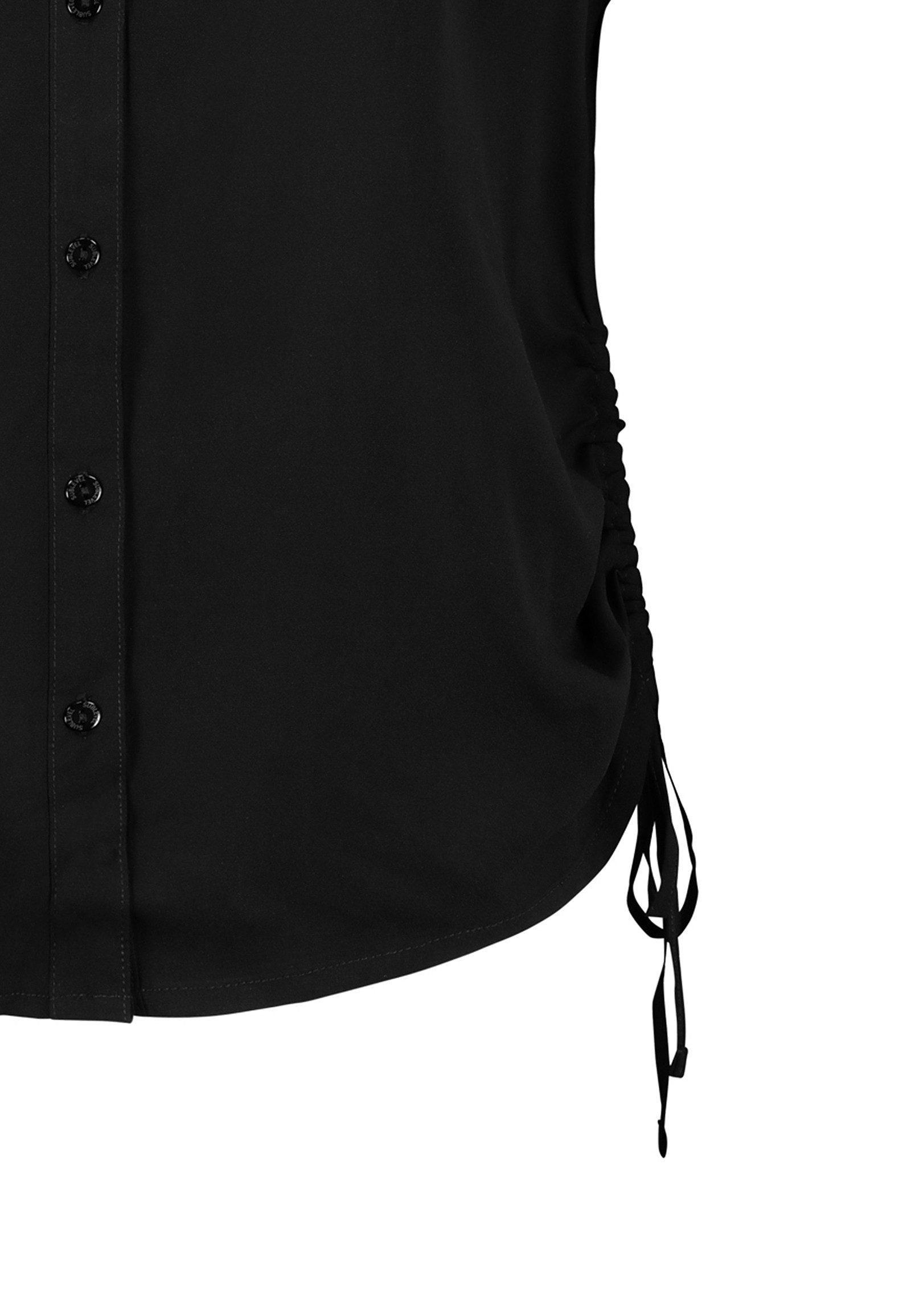 SUBLEVEL Blusenshirt Kurzärmeliges Hemd mit Kragen und Seitenschnürung für LENZING™ ECOVERO™ nachhaltig Regular Fit Knopfleiste Kurzarm