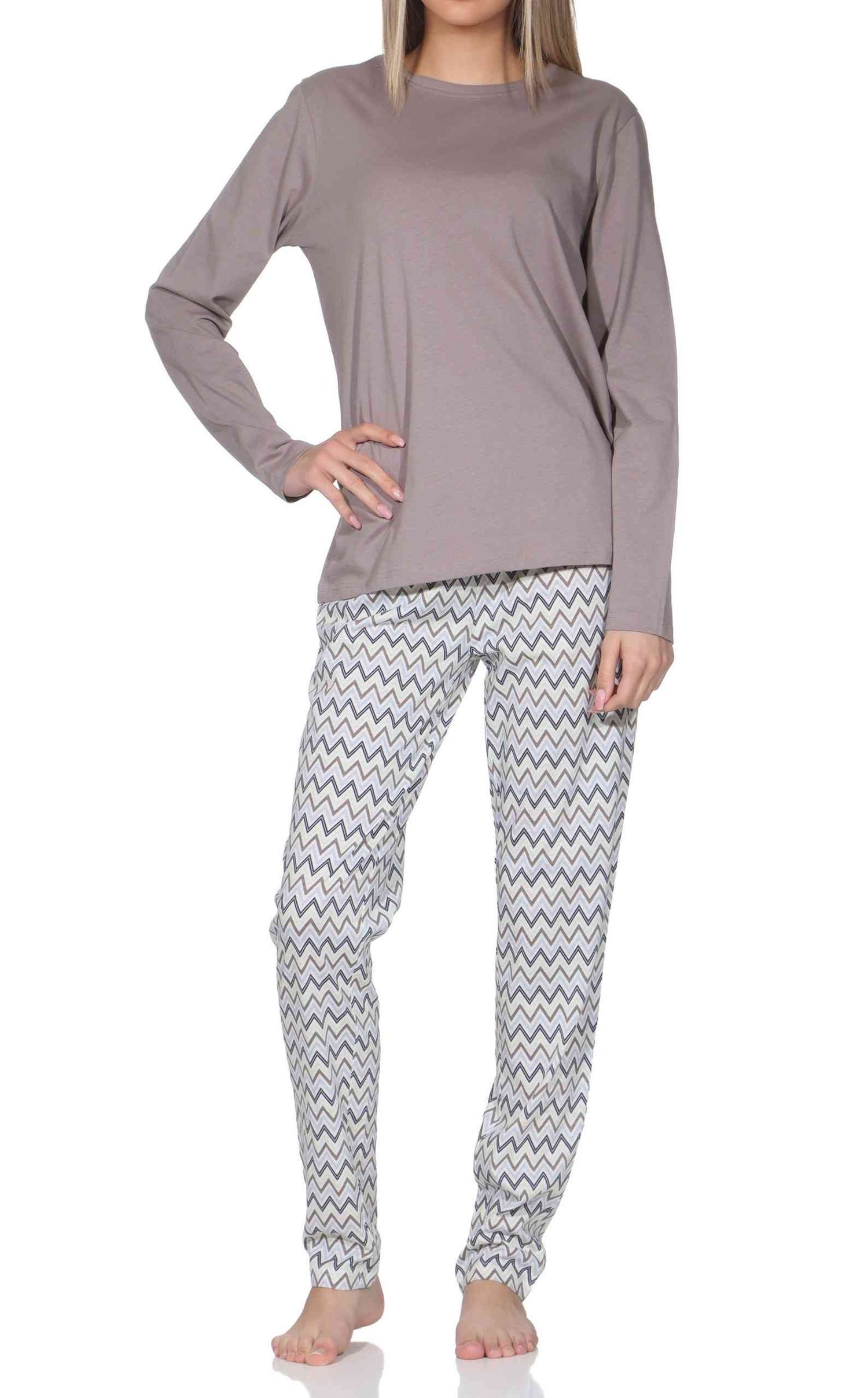 Normann Pyjama Normann Damen Schlafanzug, Pyjamahose in eleganten Zick Zack Design