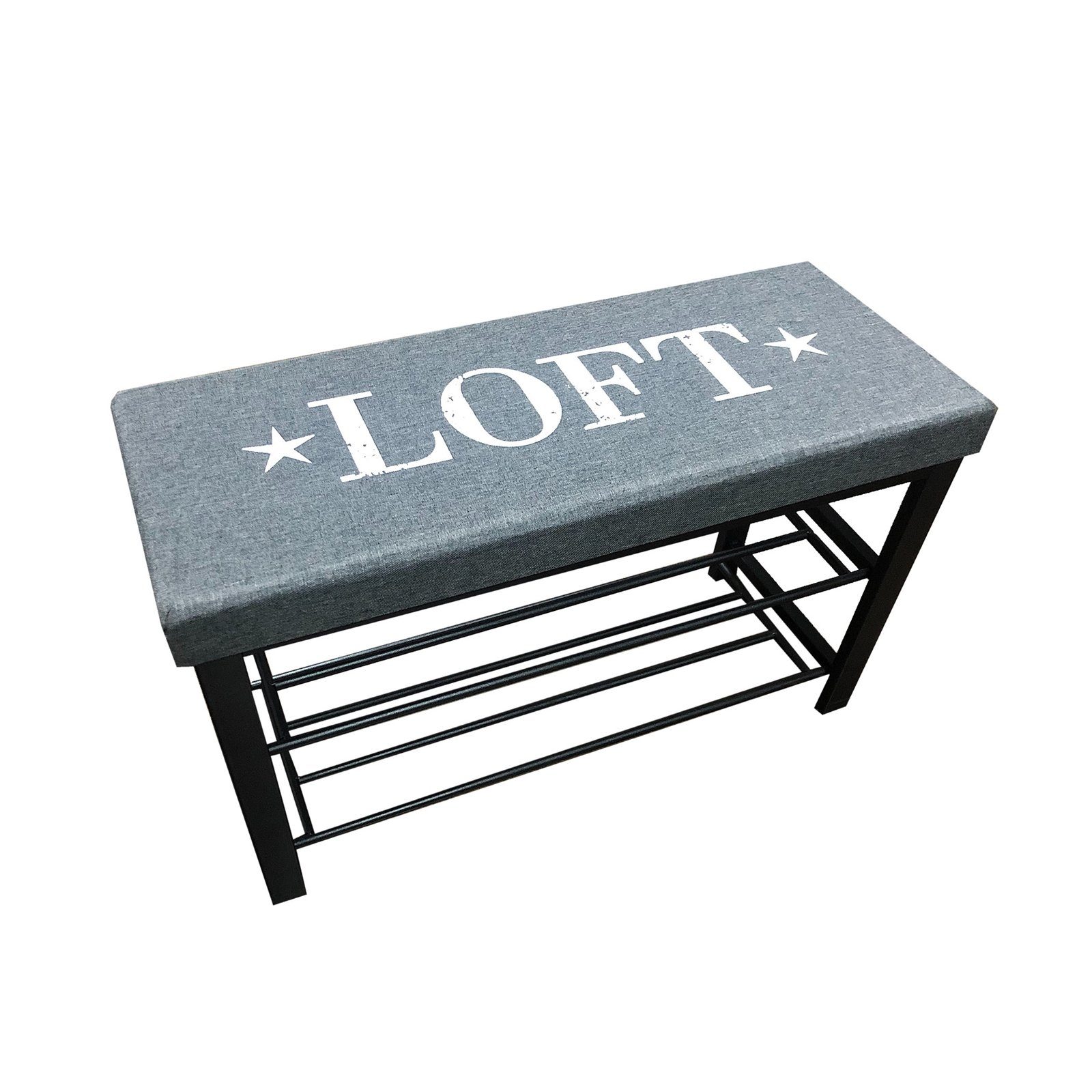 HTI-Line Schuhbank Schuhbank Mandy Loft Grau (Stück, 1-St., 1 Schuhbank), Mit Aufschrift