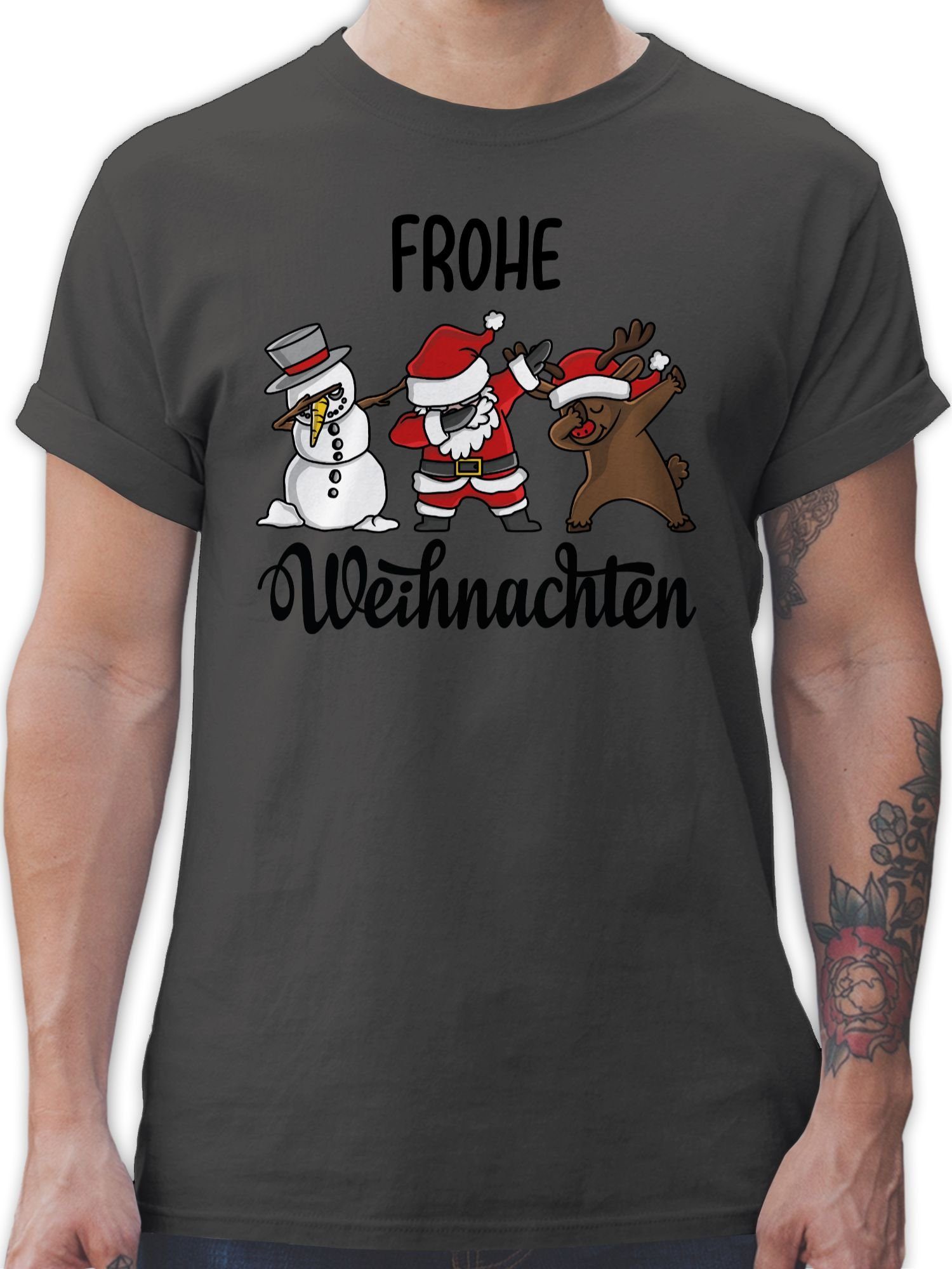 Shirtracer T-Shirt Dabbing Frohe Weihnachten Weihachten Kleidung 1 Dunkelgrau