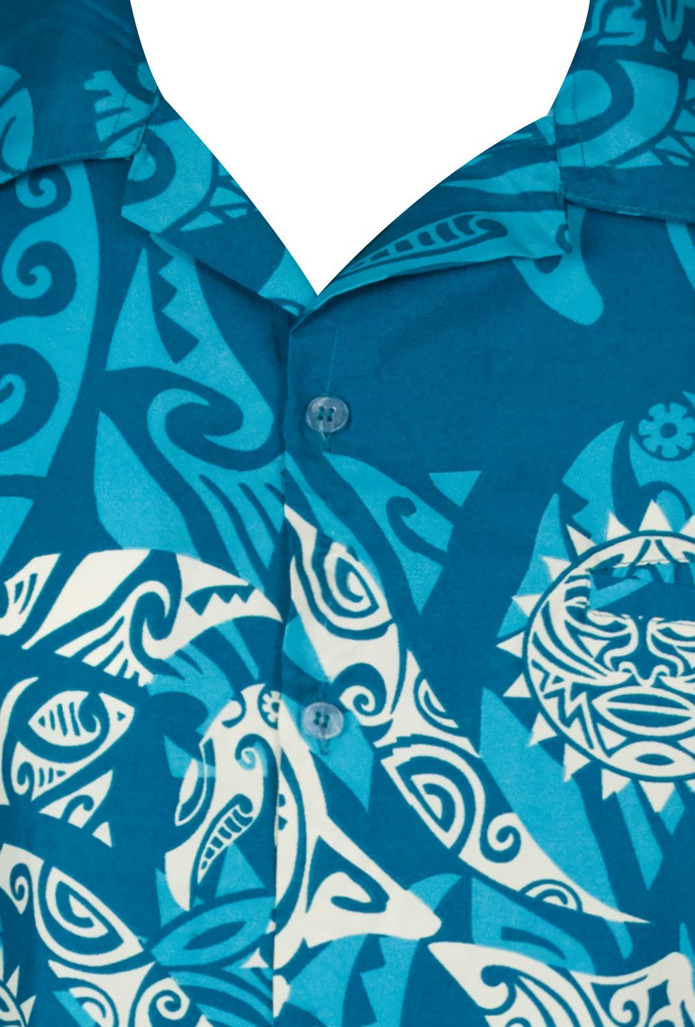 King Kameha Hawaiihemd Maori Chest Funky Hawaii-Hemd Herren Kurzarm Front-Tasche Unisex