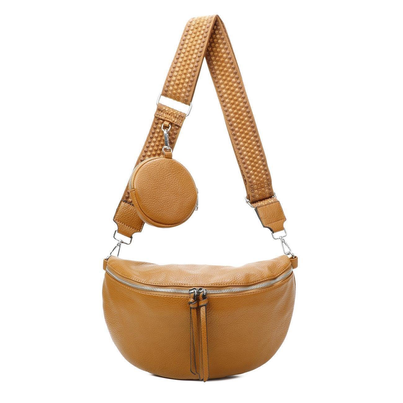 ITALYSHOP24 Schultertasche Damen Brusttasche Umhängetasche CrossBody Lederoptik Bag + Muster Gurt, Messenger Hüfttasche Bodybag Gürteltasche Bauchtasche / leicht Gewicht