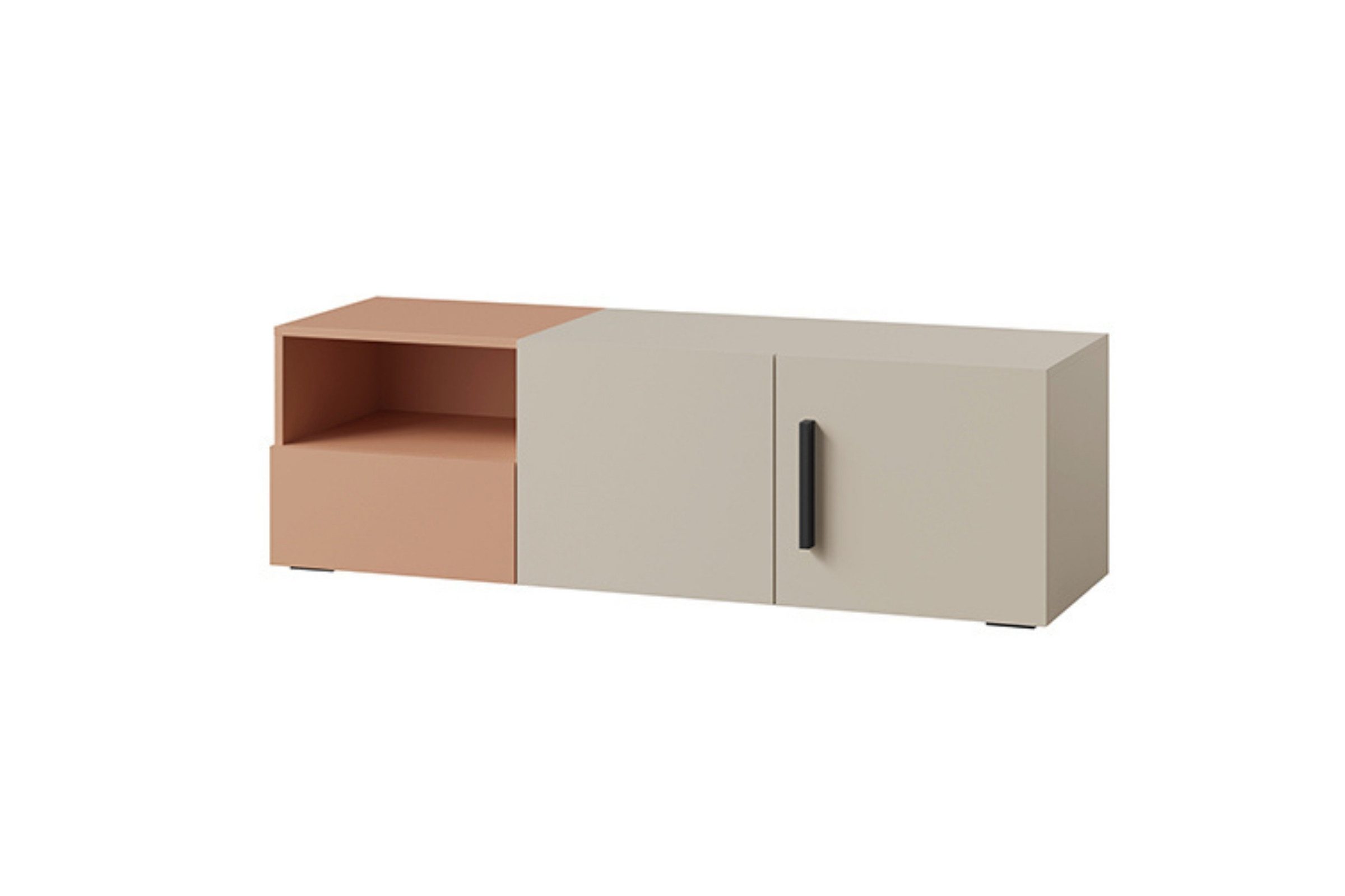 Deine Möbel 24 TV-Schrank TV-Lowboard LIMA 09, 135 cm breit, mit 2 Türen, 1 Schublade und Fächer (LIMA - Kollektion, 1-St., ideal für Wohnzimmer, Kinderzimmer & Jugendzimmer) Soft-Close, Push-to-Open, Jugendzimmer-TV-Schrank