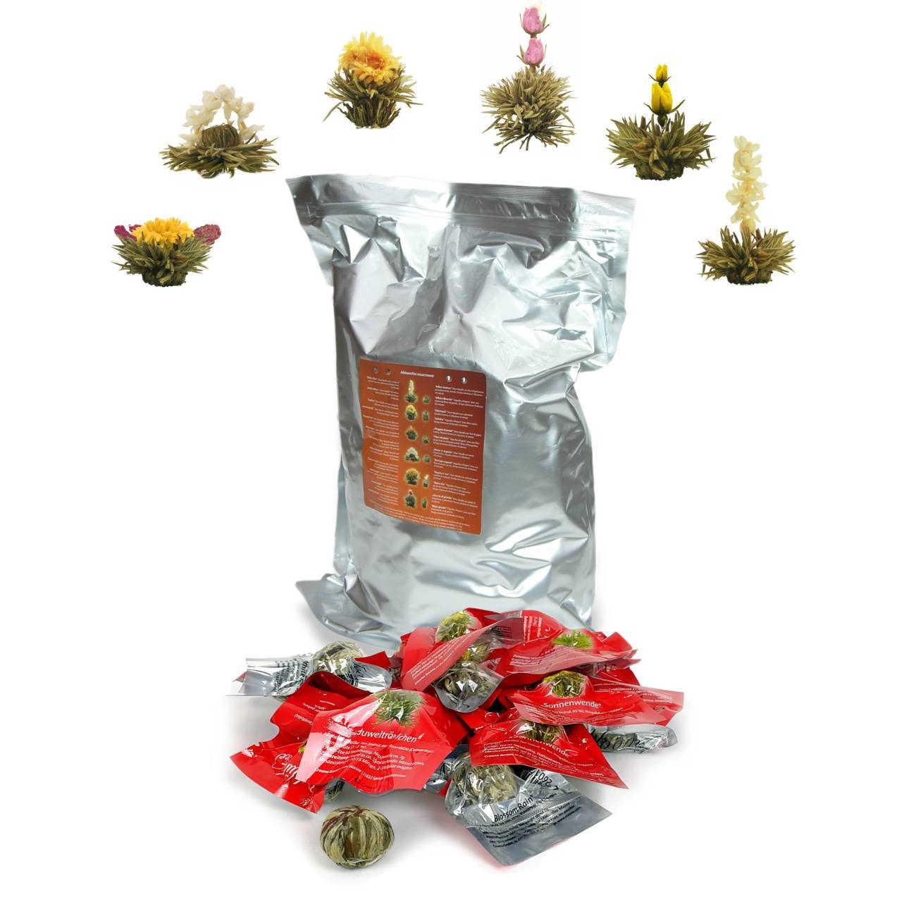 Creano Tee Teeblumen 36 Teekugeln weißer Tee Großpackung, Erblühtee im Bulkpack, 1 x 36 St.