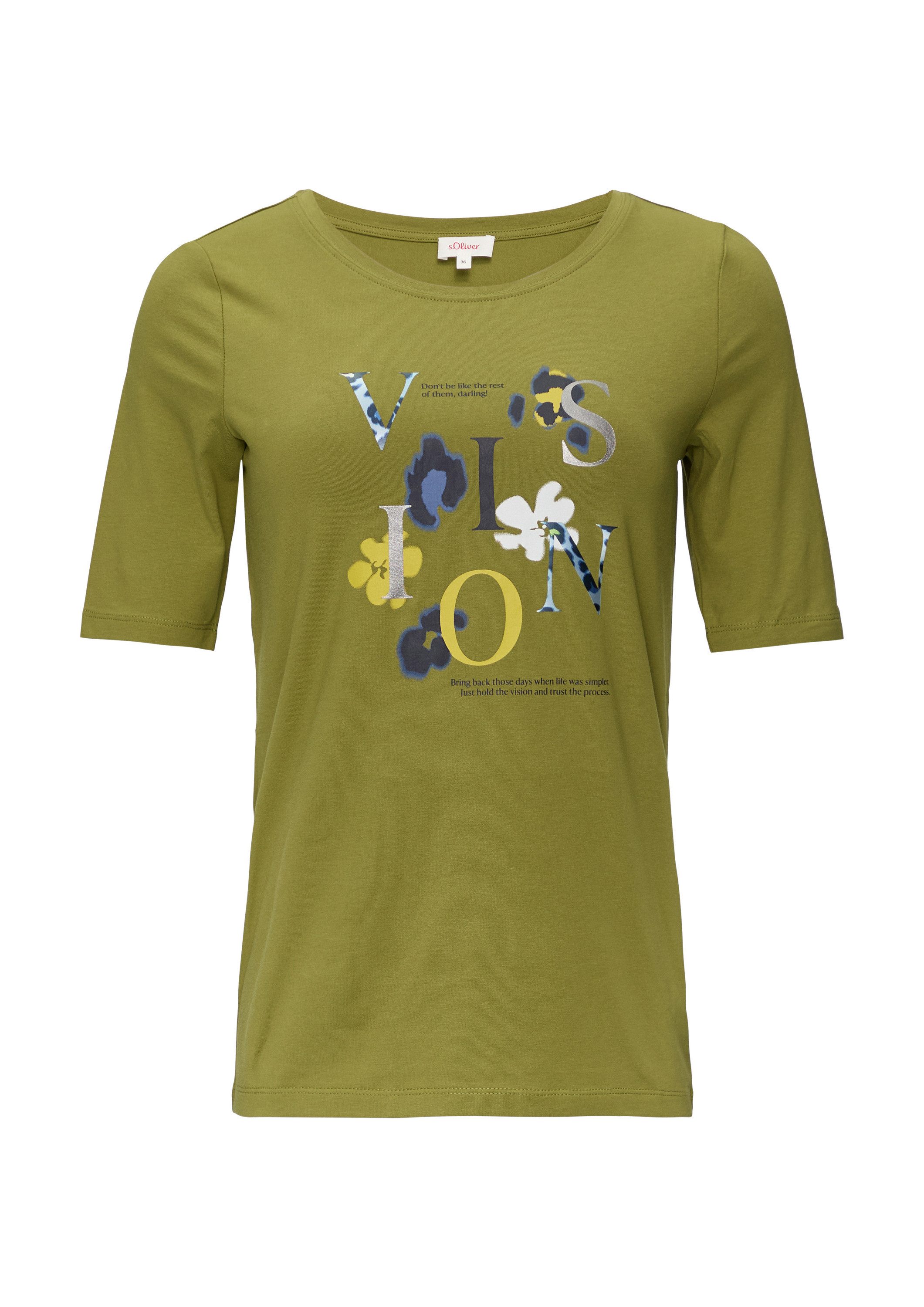 s.Oliver Kurzarmshirt T-Shirt Elastisches T-Shirt mit Frontprint günstig online kaufen
