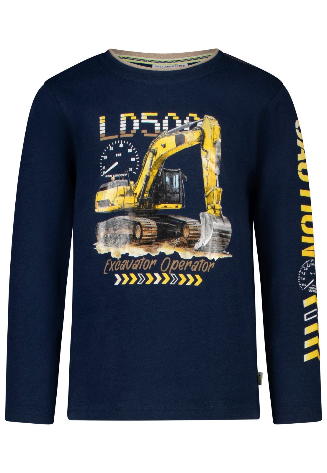 SALT AND PEPPER Langarmshirt Salt & Pepper Jungen Schaufelbagger Langarmshirt dark blue (1-tlg)