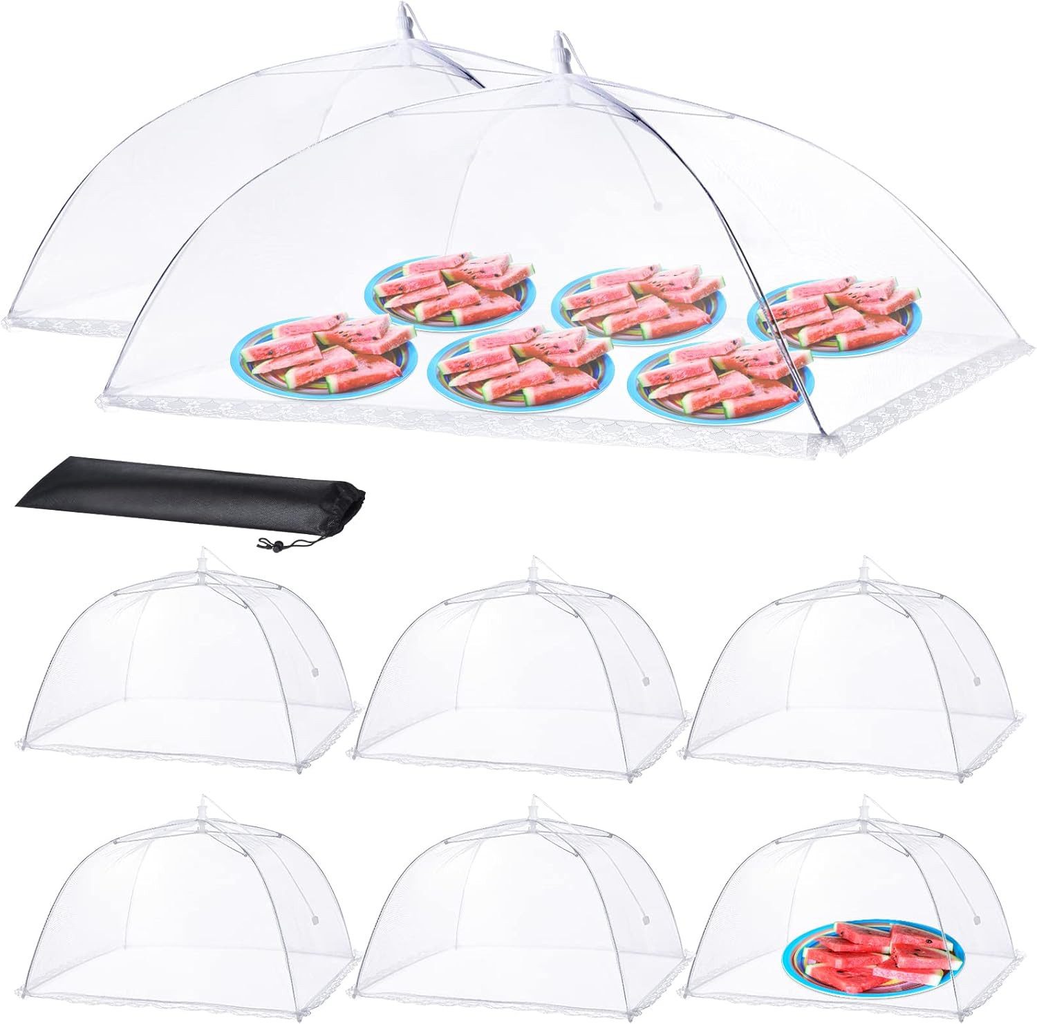 FELIXLEO Fliegenhaube 8 St. Fliegenhaube Pop-Up, 2 XL (102x63) & 6 L (43x43), Nylon & Stahl (1 St)