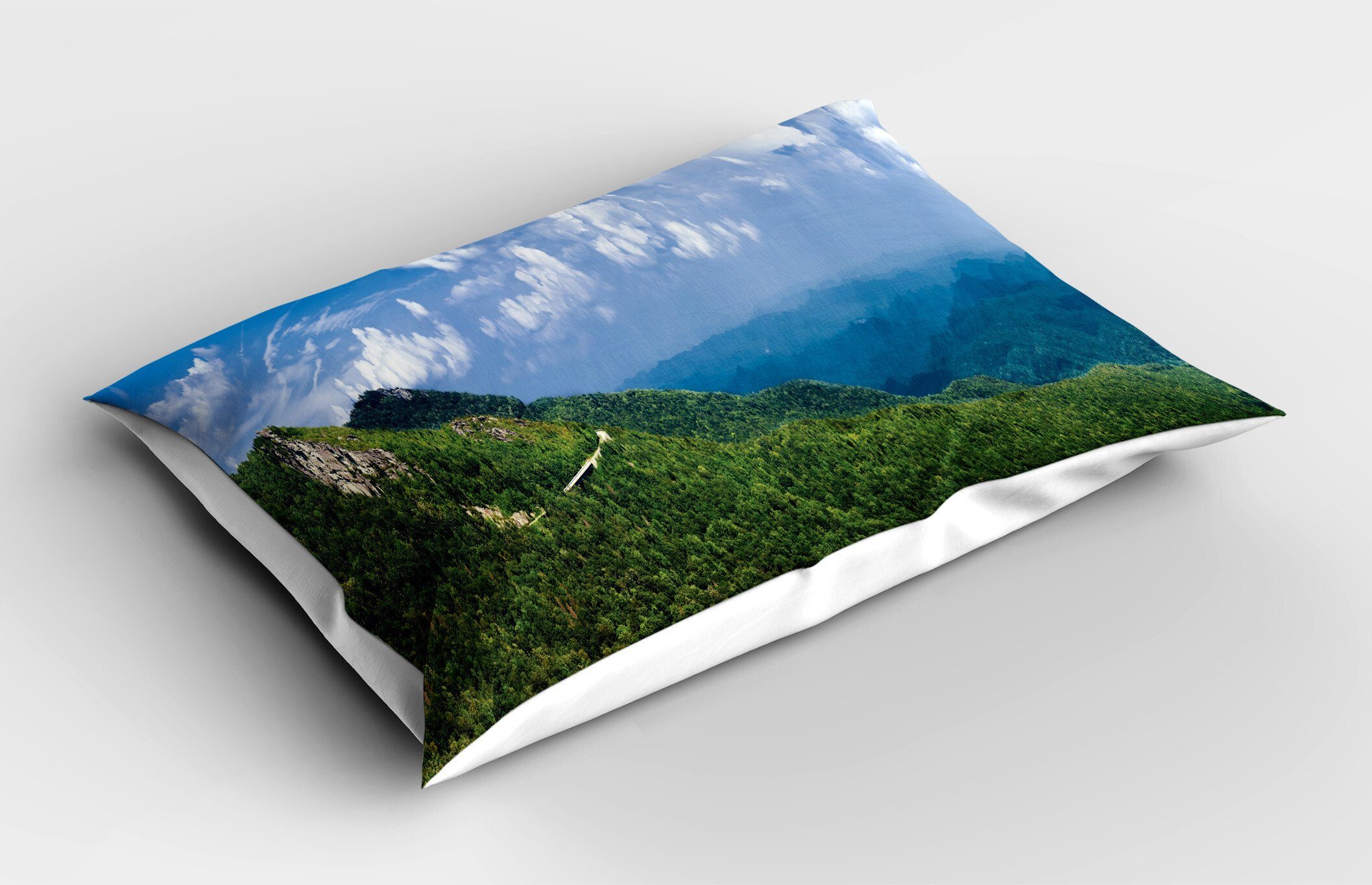 Kissenbezüge Dekorativer Standard (1 Gedruckter Abakuhaus Ridge Stück), Panorama Blue Size Kissenbezug, King Appalachian