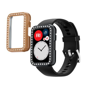 kwmobile Smartwatch-Hülle 2x Kunststoff Hülle für Huawei Watch Fit, Schutzrahmen - Glitzer Schutzhülle in Schwarz Rosegold