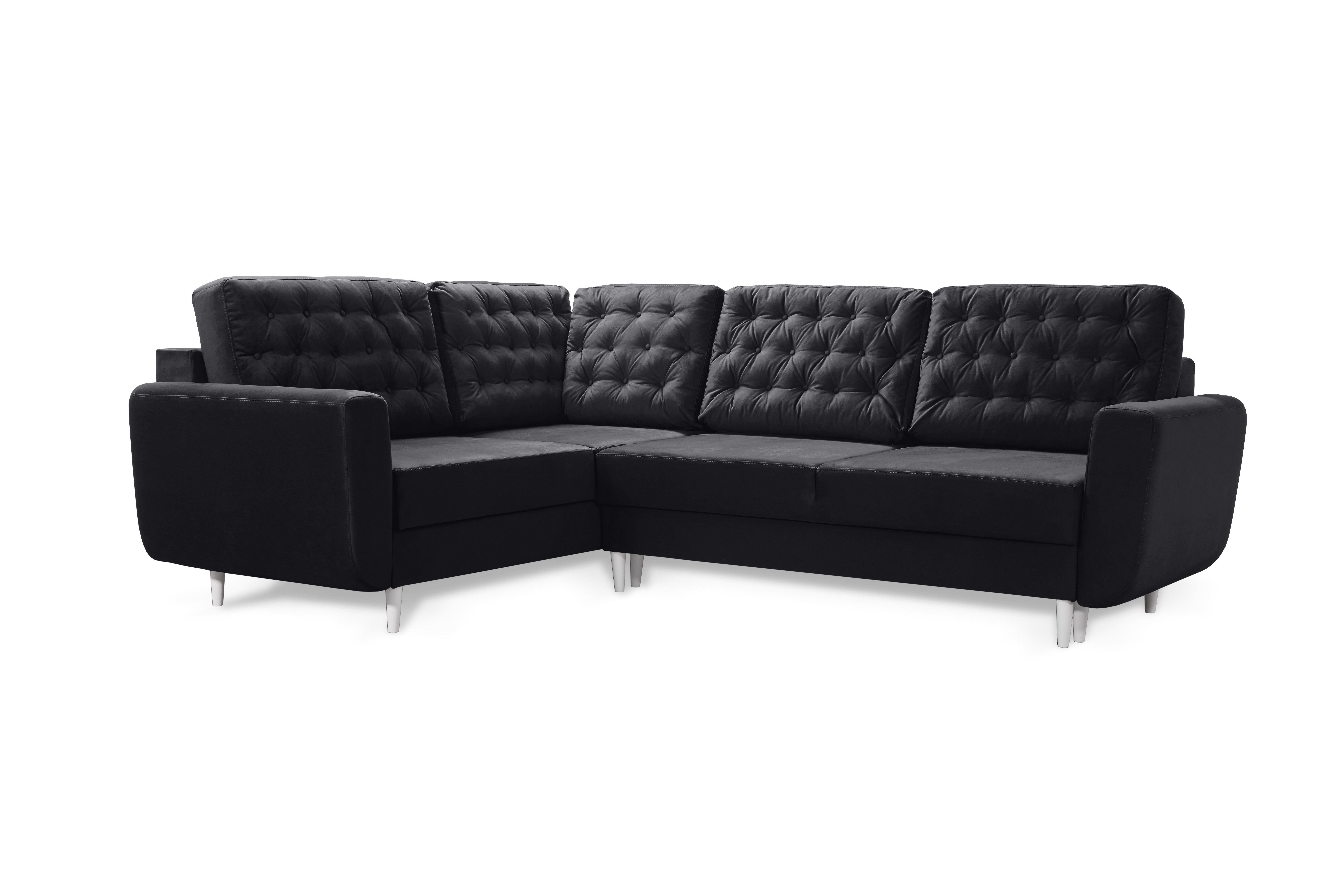 robin Sofa L-Form Sofa mit Schlaffunktion, 2 Bettkästen & Kissen
