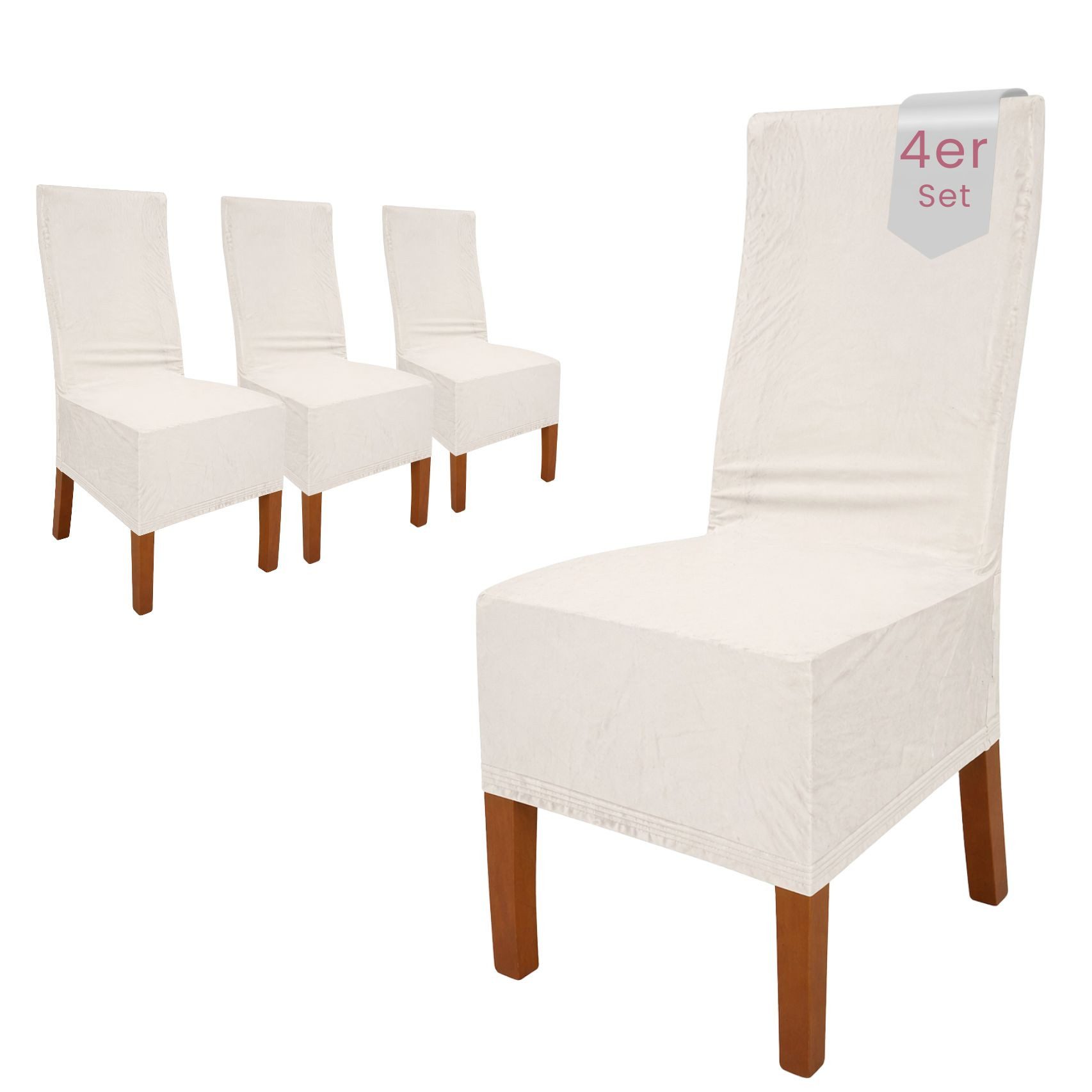 sh SCHEFFLER-HOME LIVE HOMESTYLE Stuhlhusse, Weiss-Ecru/beige, 4 St