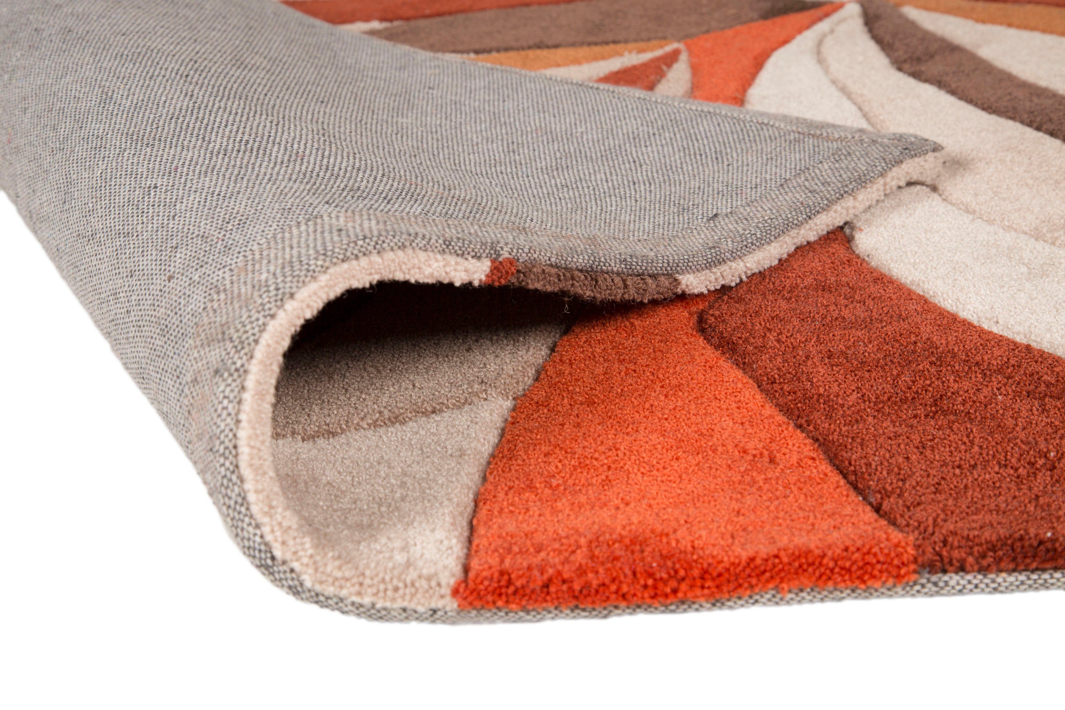 10 RUGS, mm, gemustert Teppich Splinter, Höhe: orange rechteckig, fußbodenheizungsgeeignet, FLAIR mehrfarbig