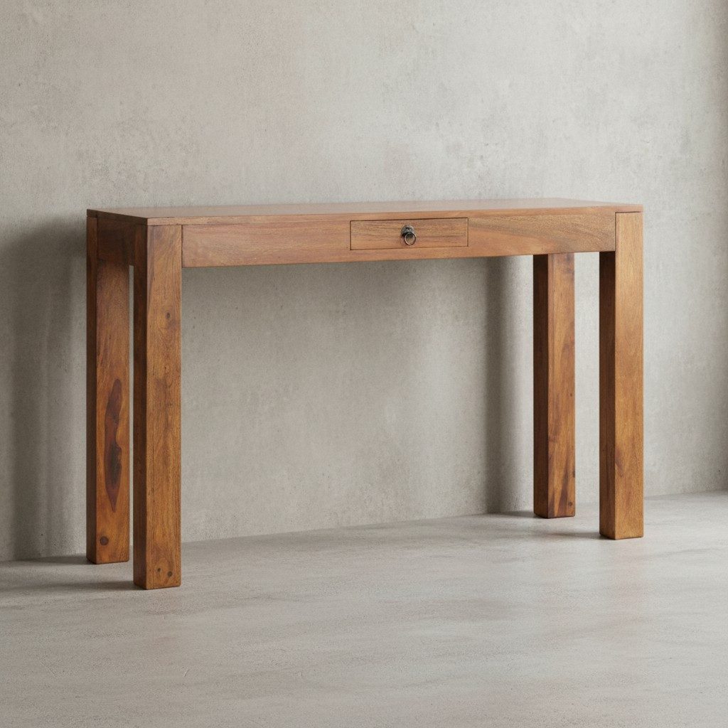 KADIMA DESIGN Konsolentisch Handgefertigter Landhausstil mit Schublade, vielseitig einsetzbar
