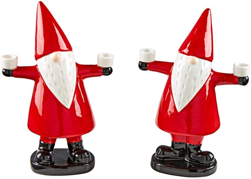 Schneider Kerzenhalter Weihnachtsdeko rot (Set, 2 St), Weihnachtsmänner, für Christbaumkerzen | Kerzenständer
