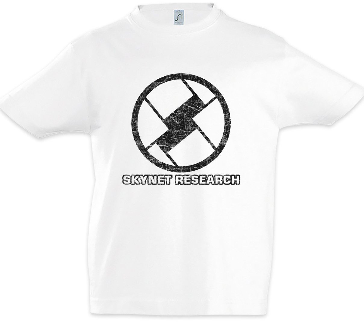Print-Shirt S Research Kinder T-Shirt Cyberdine Company Terminator Skynet Sign