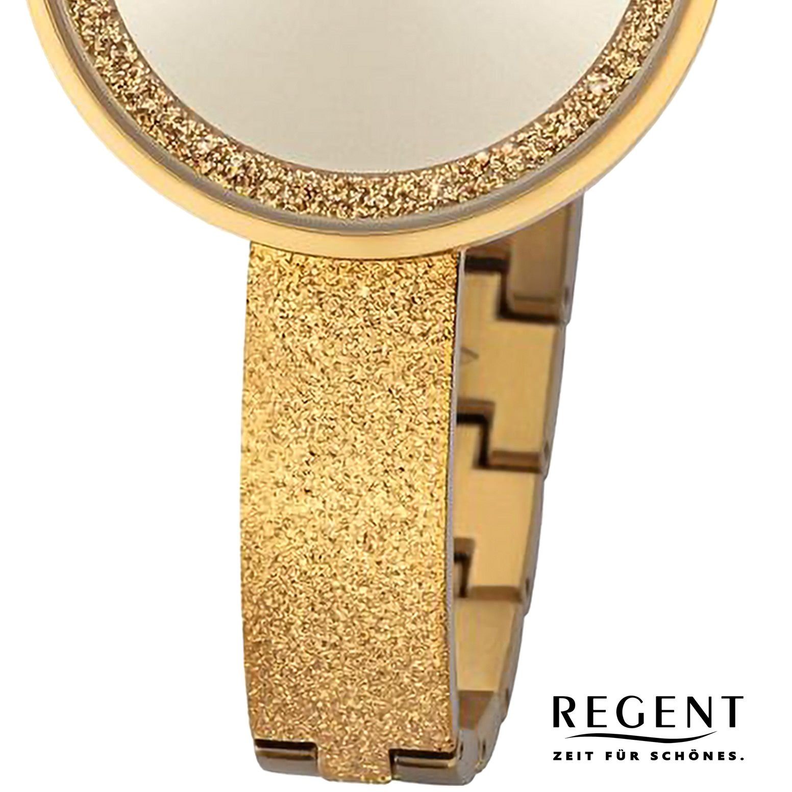34mm), groß Damen extra rund, Damen Armbanduhr Armbanduhr Analog, Quarzuhr (ca. Metallarmband Regent Regent