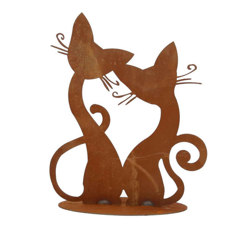 Skulptur Edelrost Katzenpärchen auf Platte, 5-0162 (1 St)
