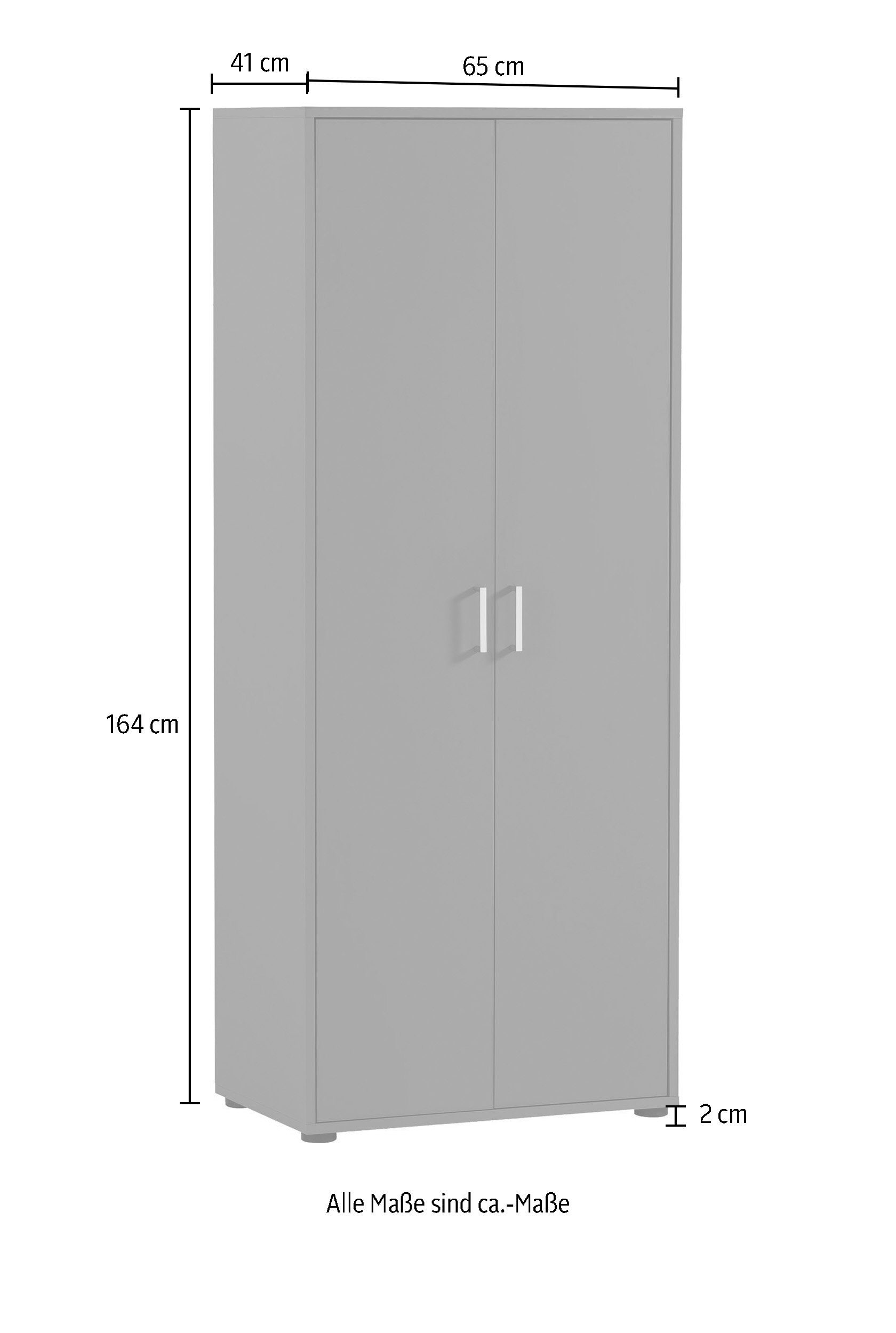 Stauraumschrank, 65x163 Baku | anthrazit Soft-Close-Funktion anthrazit Aktenschrank cm, Schildmeyer Türen mit