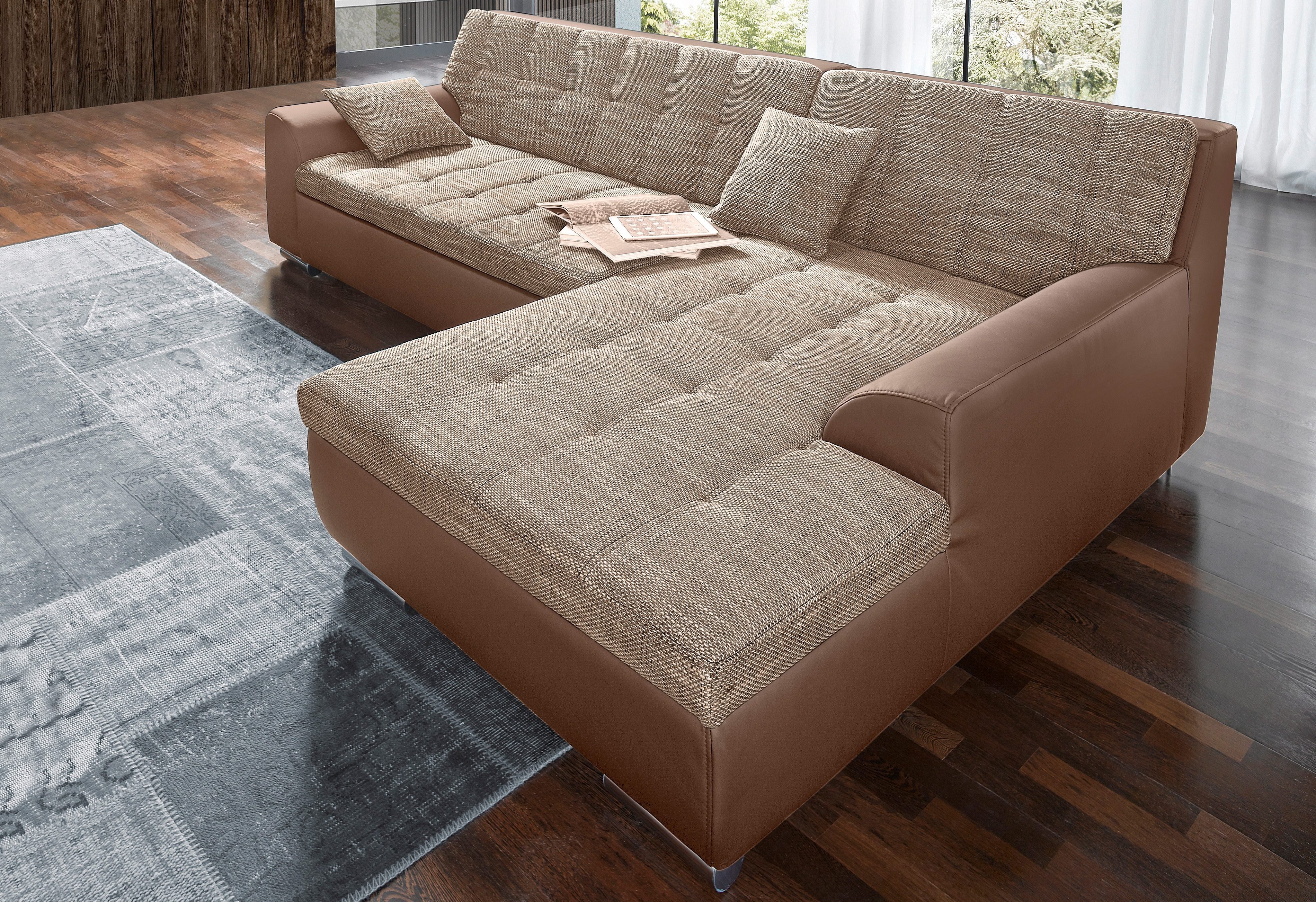 DOMO collection Ecksofa Treviso viele Bezüge, auch in Cord, L-Form, B/T/H: 267/80/83 cm, mit Bettfunktion, inkl. Zierkissen, Unser Dauertiefpreis