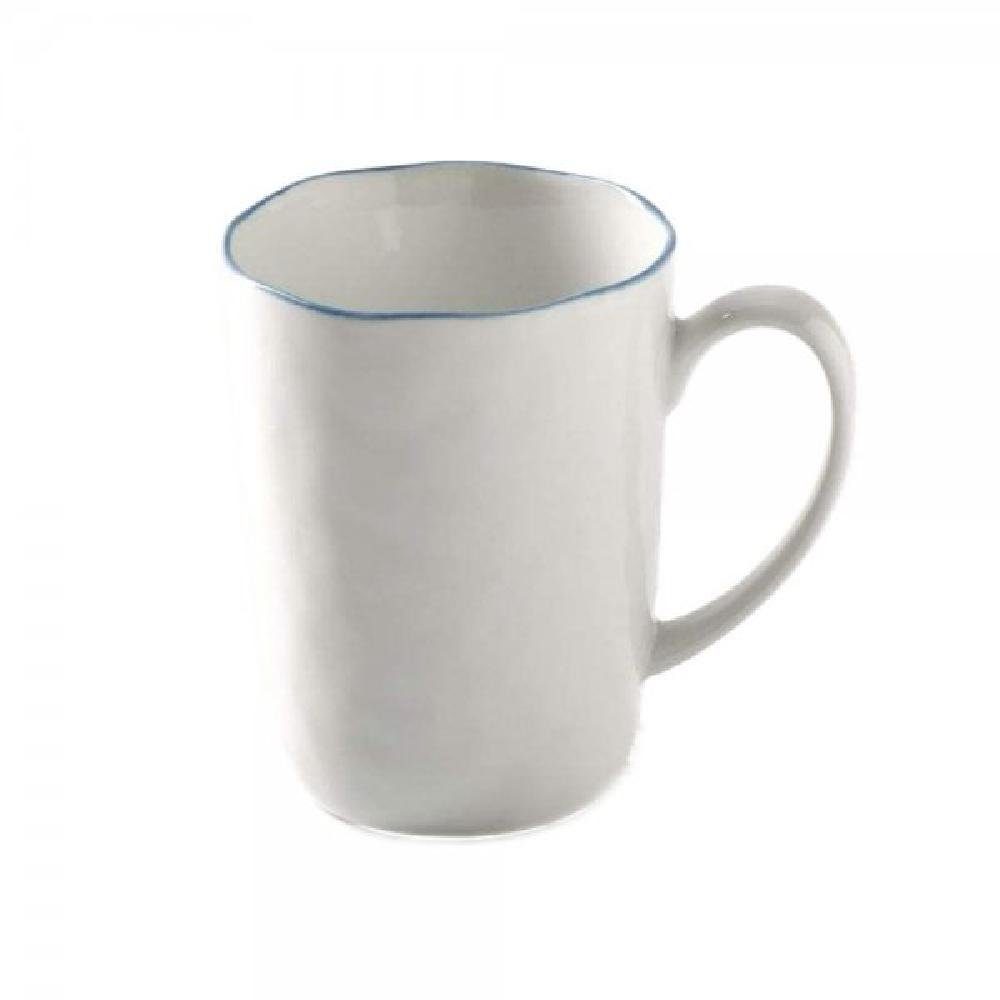 Lambert Tasse Henkelbecher Piana Weiß Rand Hellblau