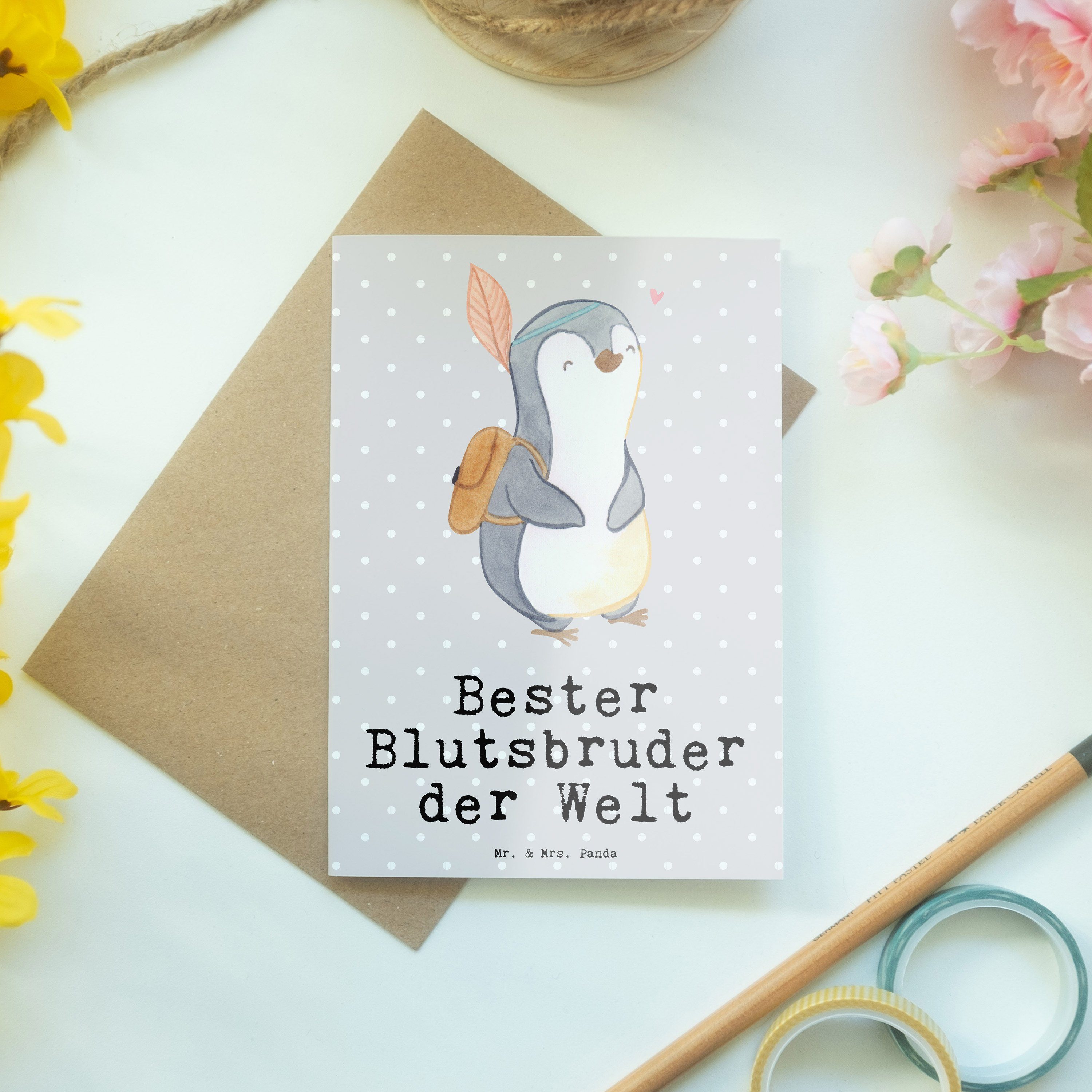 der - Einlad Panda Mr. Grau & Blutsbruder Welt Pinguin Geschenk, Bester Grußkarte Pastell Mrs. -