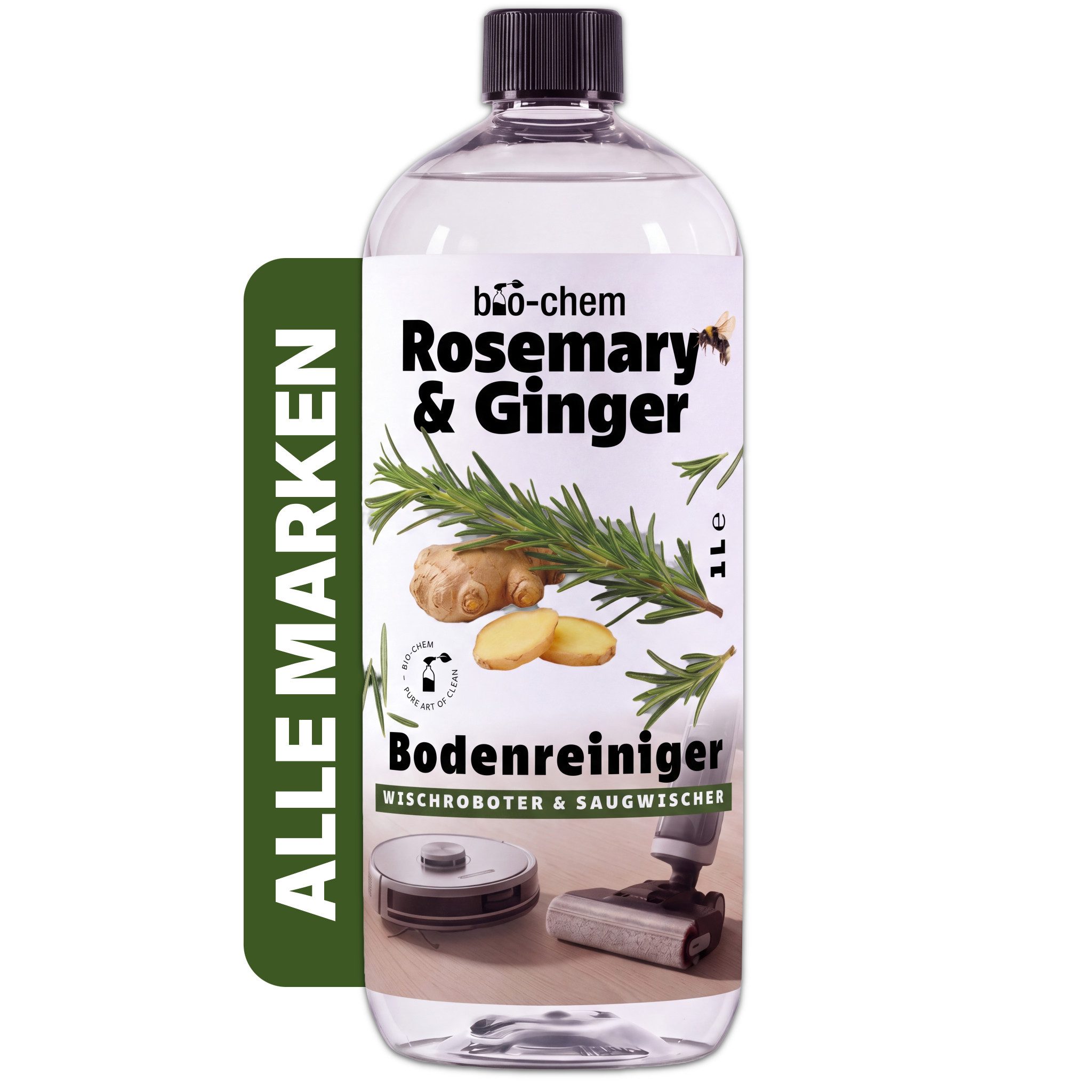 bio-chem Wischroboter Reinigungsmittel Saugwischer schaumarm 1L Rosemary Ginger Fussbodenreiniger (1-St. Bodenreiniger Zusatz 1 Liter je Flasche, Duft Rosemary & Ginger Premiumduft Rosemary & Ginger)