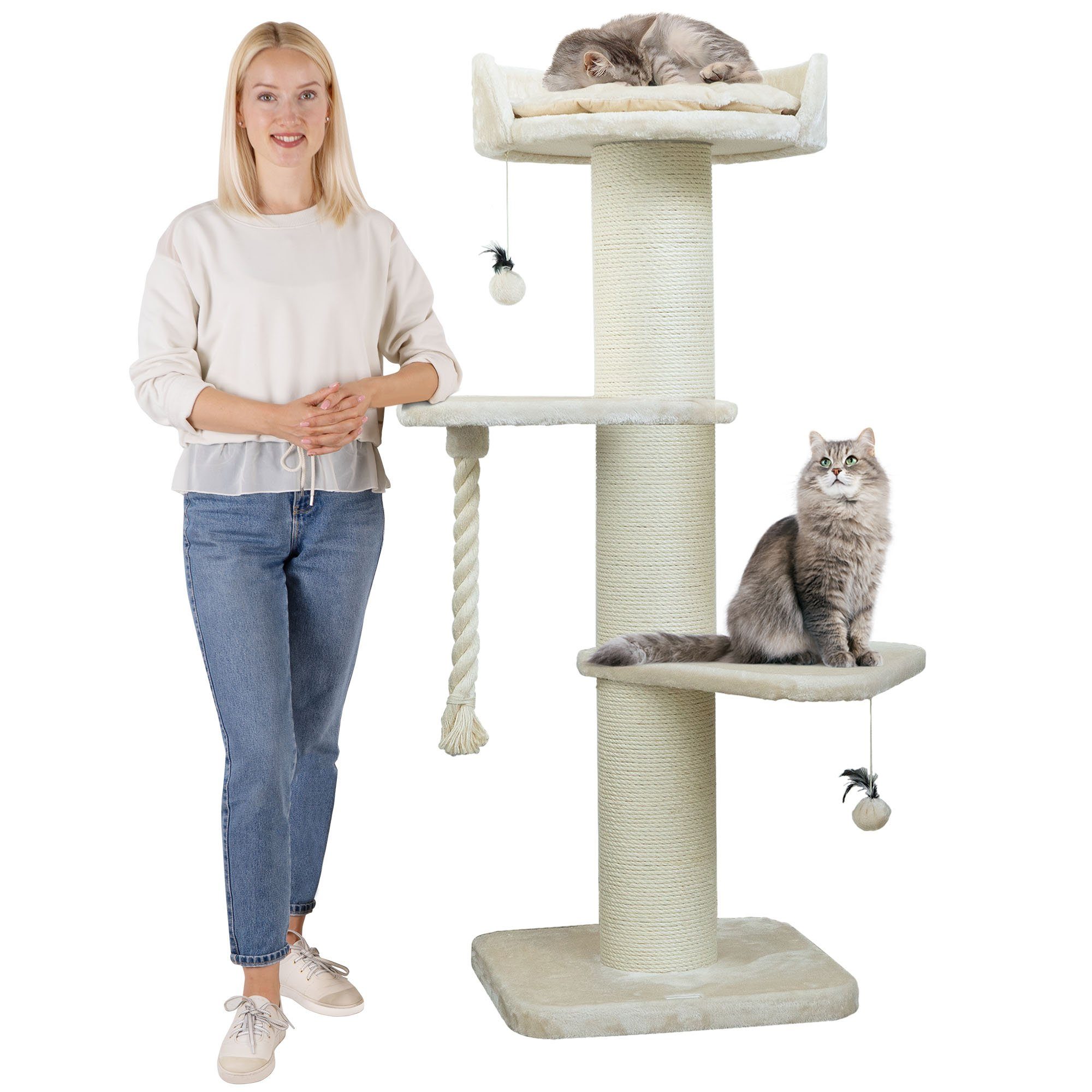 Happypet Kratzbaum FREDDY, Katzenbaum 'Freddy', Gesamthöhe 150 cm, mit Spielseil und Spielball von Happypet