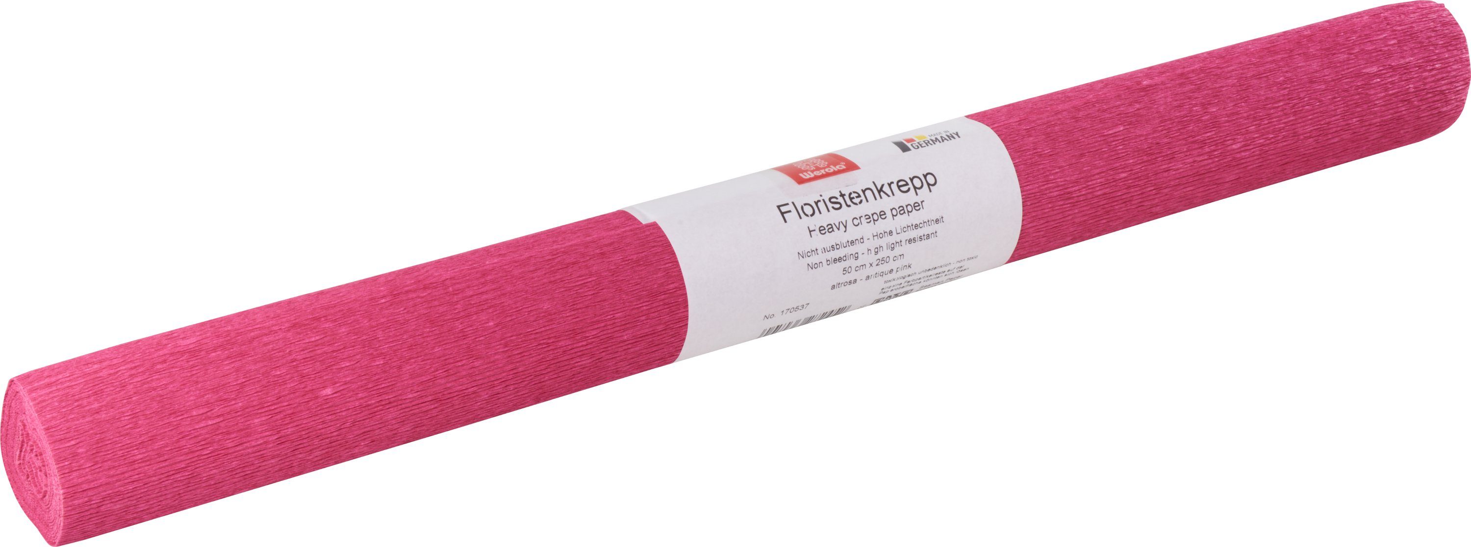 Werola Feinpapier Floristen-Kreppapier, 250 cm x 50 cm, farbfest Altrosa