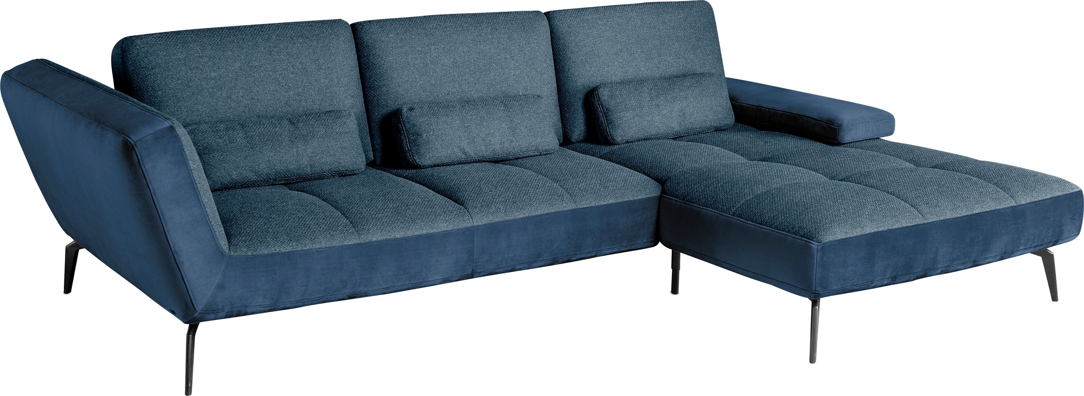 by Nierenkissen Musterring set inklusive 4300, Ecksofa dunkelblau49/blau81 SO one und Sitztiefenverstellung