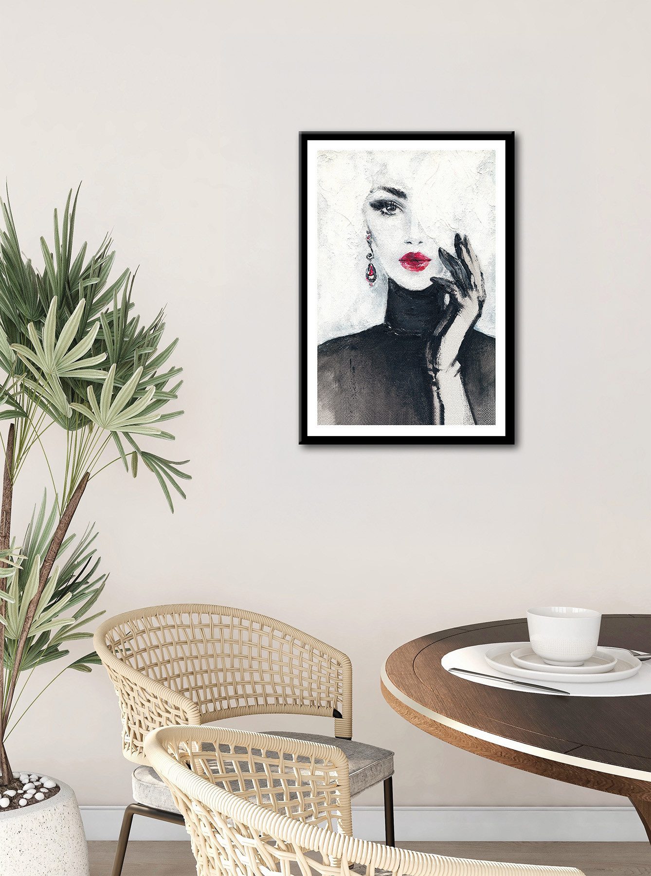 Bönninghoff Bild mit Rahmen Wandbild gerahmt FRAU MIT ROTEN LIPPEN 50x70 cm – Stilvolles, Fashion, Frau (1 St), mit dekorativem Rahmen – Bild 5 von 5