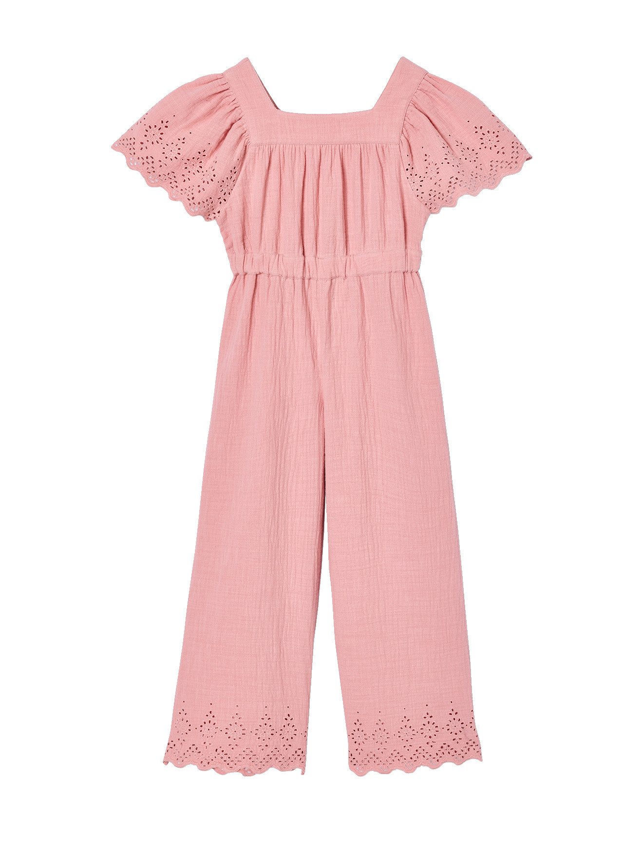 vertbaudet Jumpsuit Mädchen Jumpsuit aus Musselin mit Stickerei Stickerei