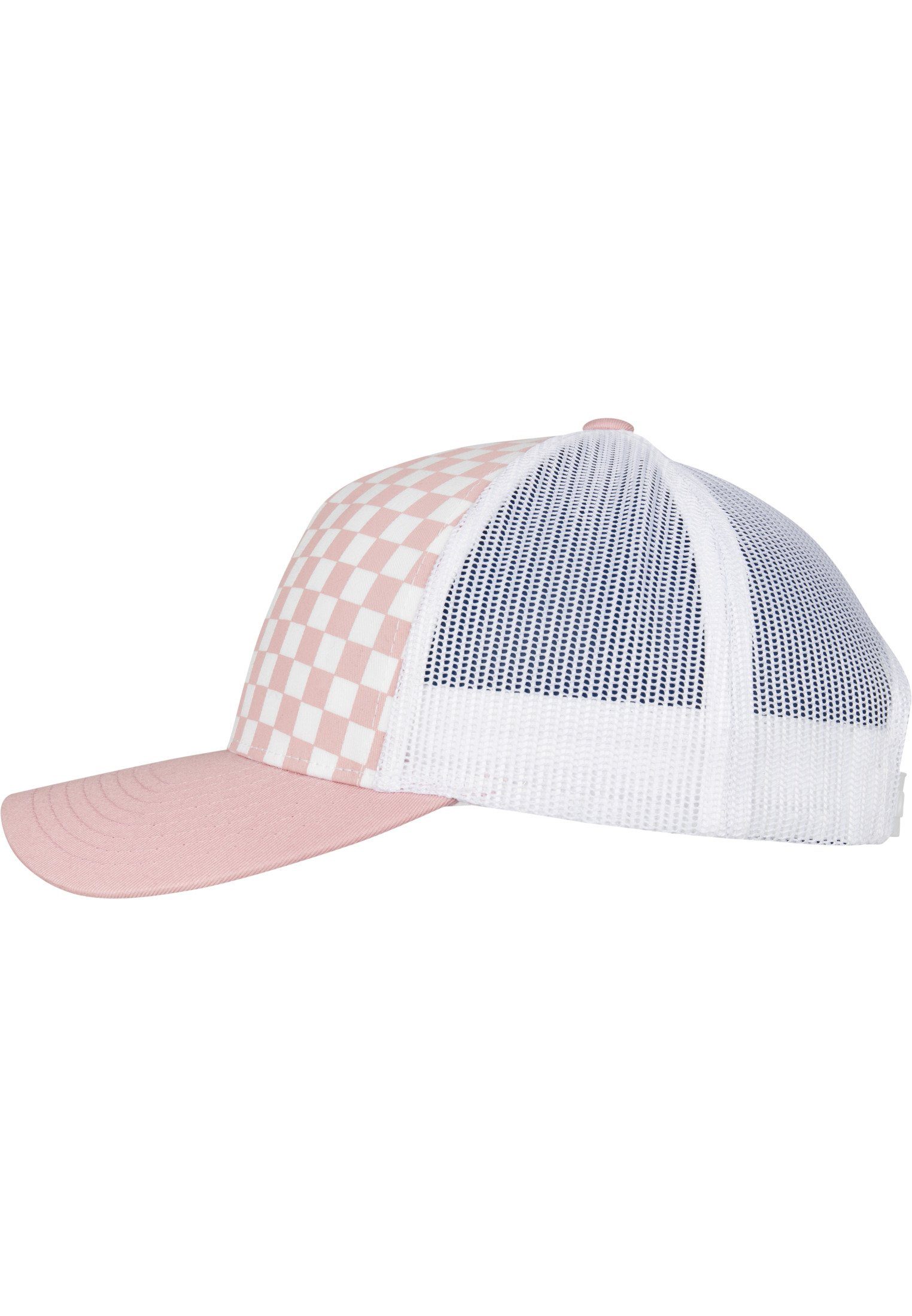 lightrose/white Retro Checkerboard Trucker Flexfit Flex Cap Trucker