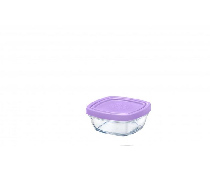 Duralex Frischhaltedose Freshbox Carré Glas Frischhaltebox mit Deckel 9x9cm 150ml Glas violett 1 Stück