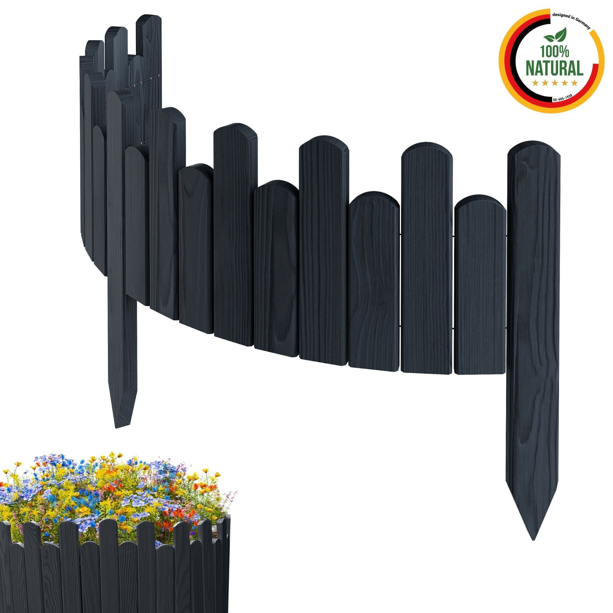 Floranica Palisade Beeteinfassung Rasenkante Flexible Holzzaun günstig online kaufen