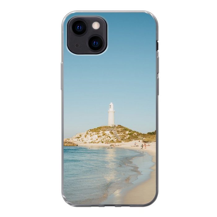 MuchoWow Handyhülle Insel mit Leuchtturm Handyhülle Apple iPhone 13 Mini Smartphone-Bumper Print Handy