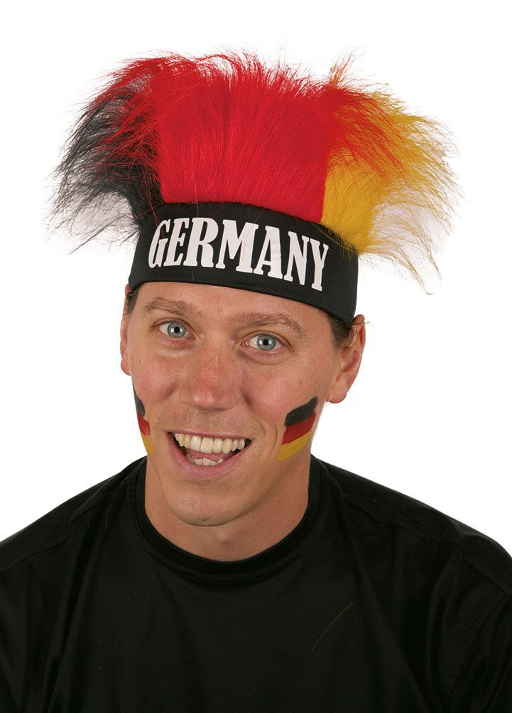 Karneval-Klamotten Kostüm EM Perücke mit Fußball-Tröte Deutschland, Deutschland Fußball EM 2024 Fan Artikel Set Europameisterschaft