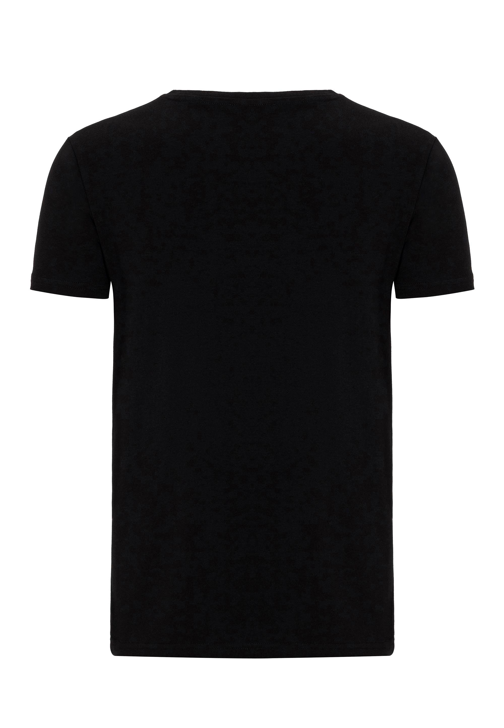 aus schwarz T-Shirt Logopatch Metall Fullerton RedBridge basic mit